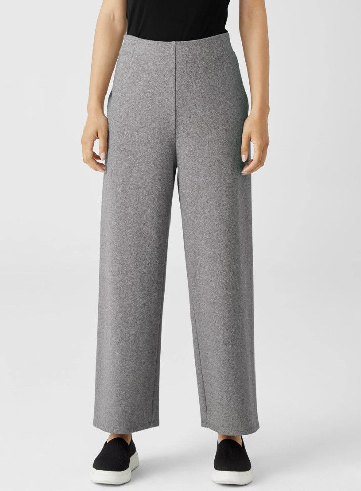 Eileen Fisher Eileen Fisher Organic Cotton Melange Crepe Wide Pant Grey 1X Size 42" / US 20 - 3 Thumbnail