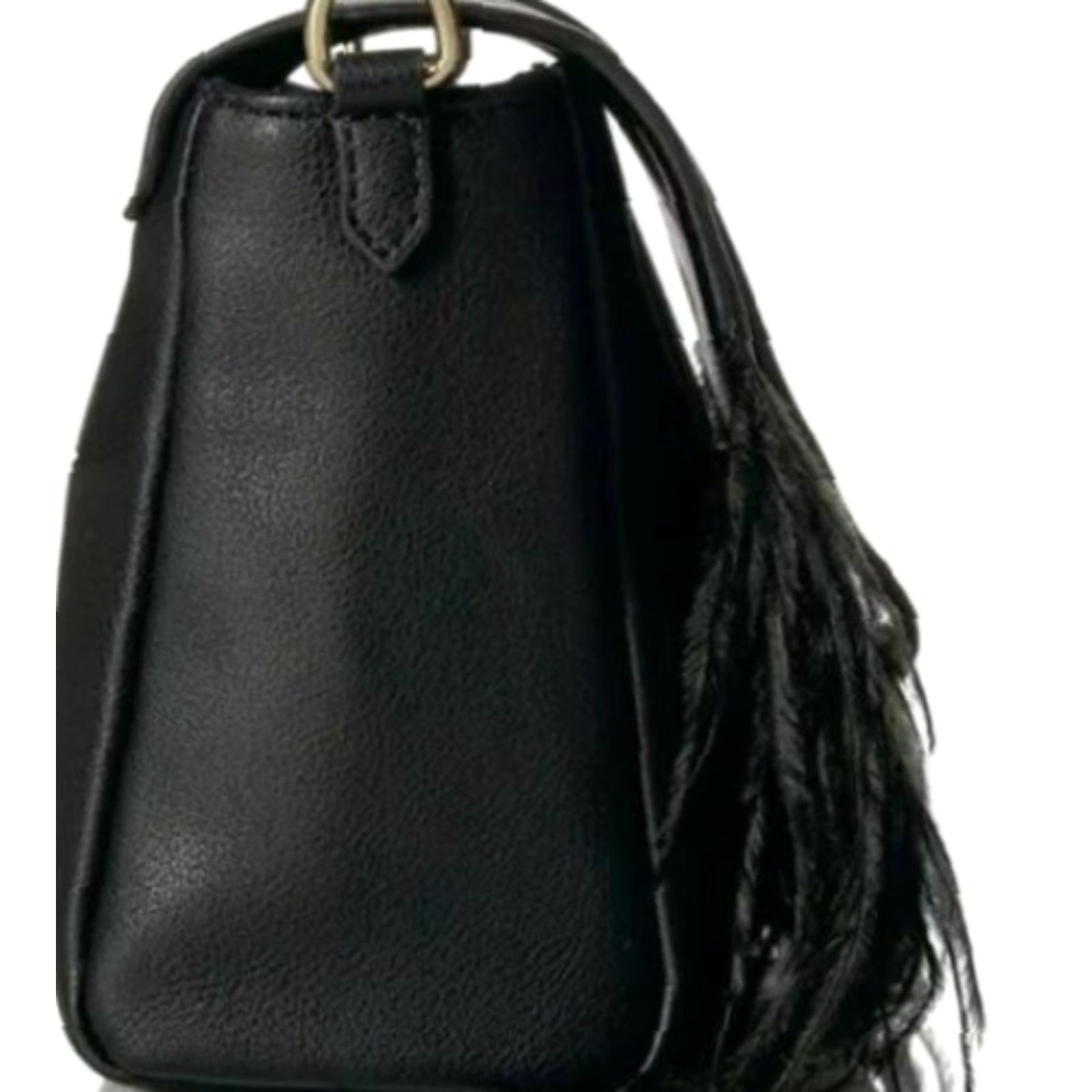 Vintage VINTAGE The Fix Courtney O Ring Feather Cross-Body Bag Chain Strap Black Cocktail NWT9 Size ONE SIZE - 3 Thumbnail