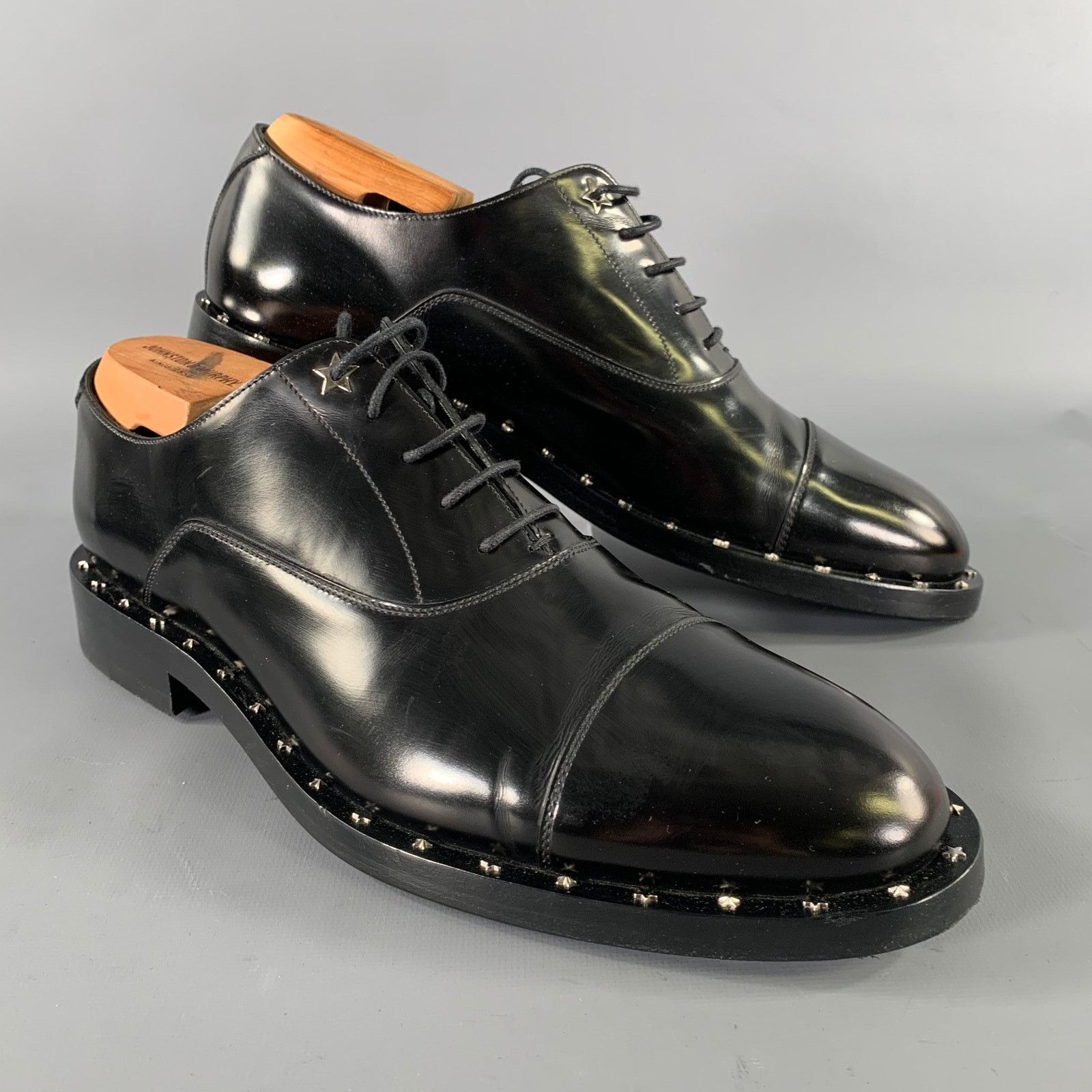 Jimmy Choo Size 8 Black Studded Leather Cap Toe Lace Up Shoes Size US 8 / EU 41 - 1 Thumbnail
