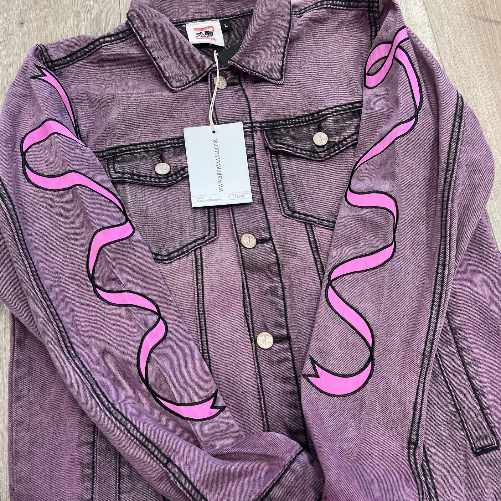Asaali New Asaali Jeans Co Stone Wash Denim Jacket Purple Large L Size US L / EU 52-54 / 3 - 5 Thumbnail