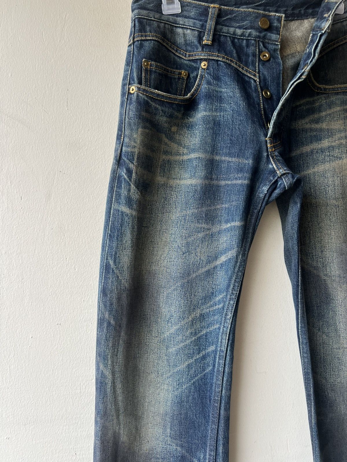 Japanese Brand Gangsterville Glad Hand Japan Dirty Mud Denim Selvedge Jeans Size US 28 / EU 44 - 10 Thumbnail