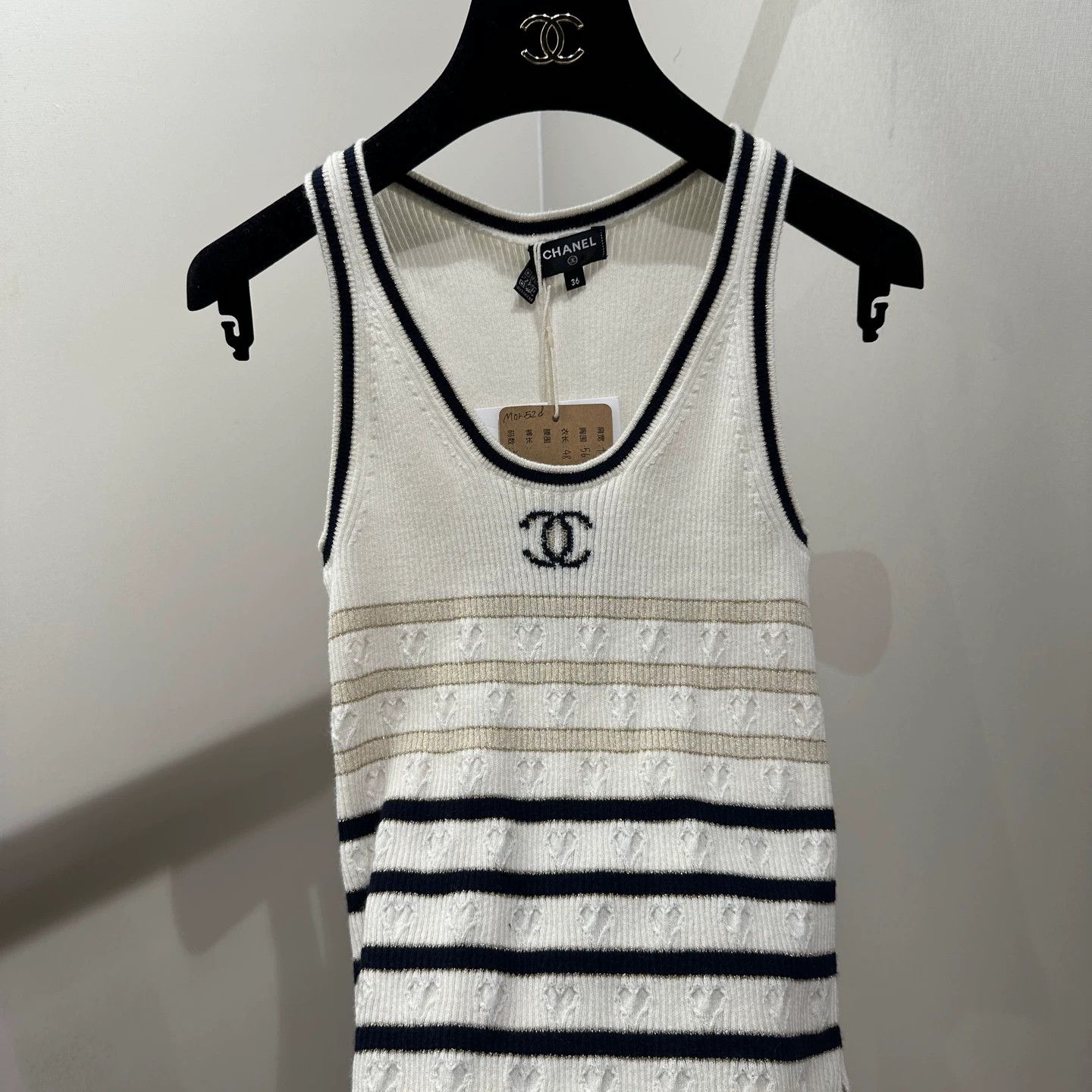 Chanel Chanel mar528 black white stripe logo knit vest cashmere 36 Size XS / US 0-2 / IT 36-38 - 6 Thumbnail