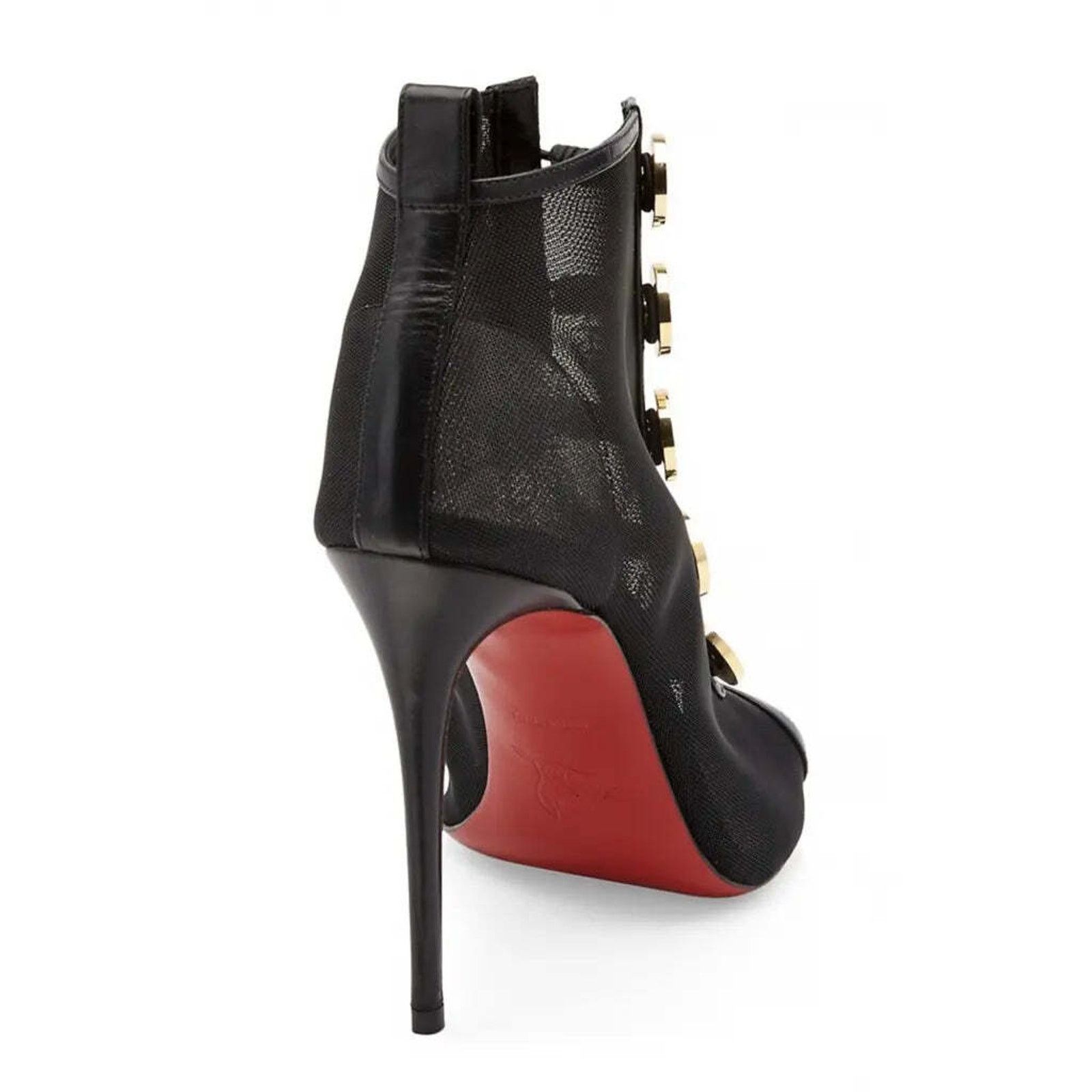 Christian Louboutin Christian Louboutin Marikate 100 Black Mesh Peep Toe Ankle Size US 7 / IT 37 - 10 Thumbnail