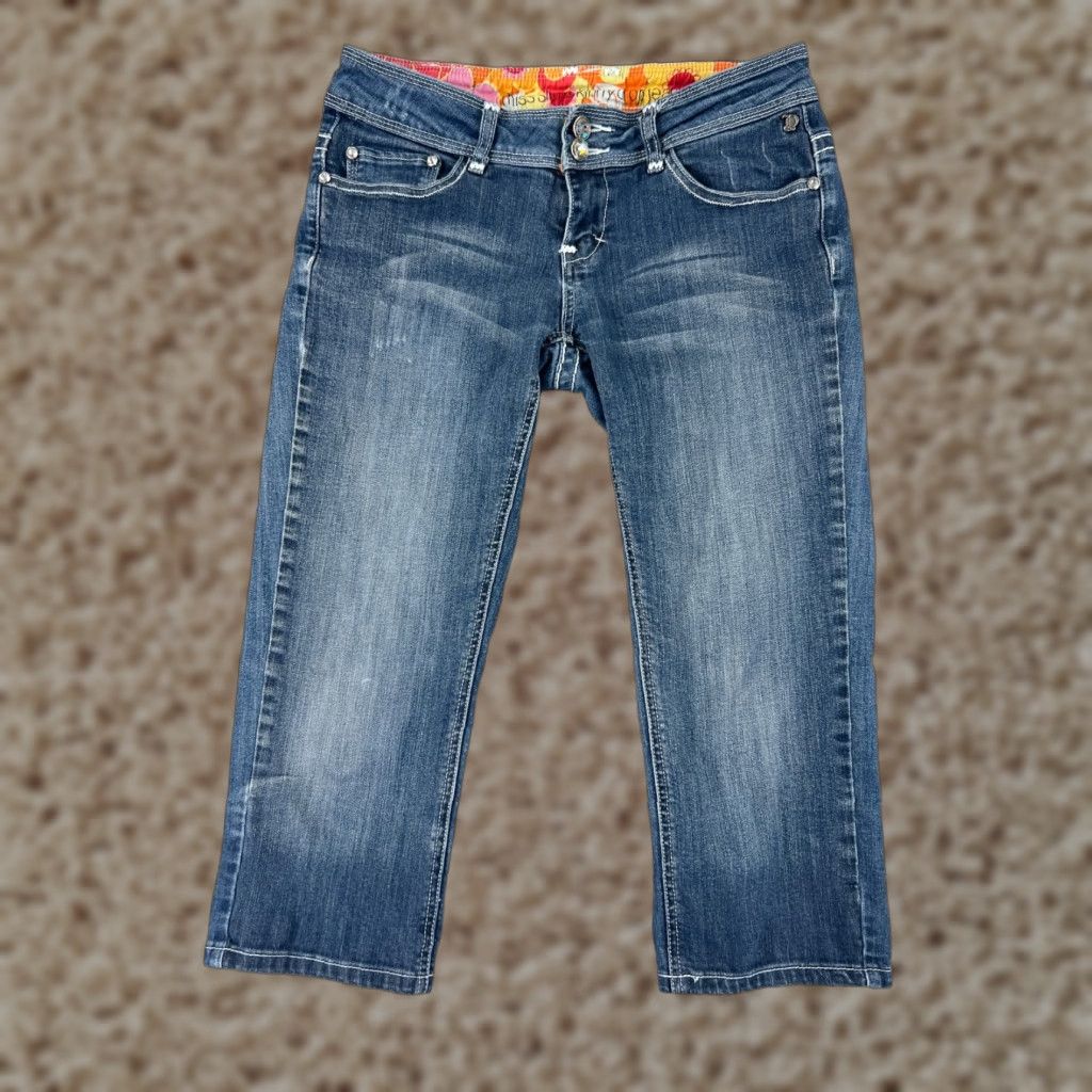 Vintage Downeast Blue Denim Capri Jeans Women 8 Slim Crop 5-Pocket Cotton Blend Regular Rise Size 30" / US 8 / IT 44 - 1 Thumbnail