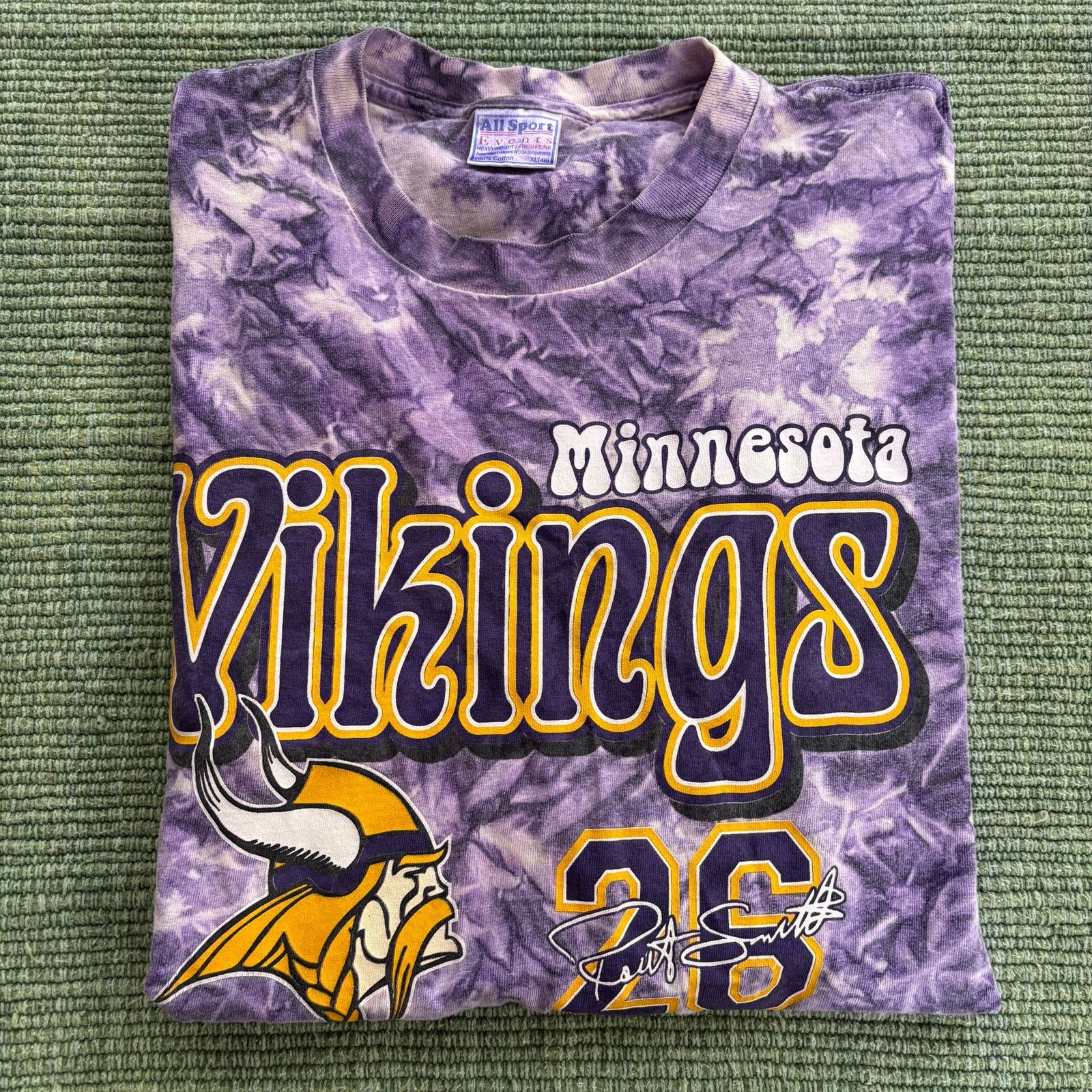 NFL × Vintage Vintage 1990s Tie Dye Minnesota Vikings Single Stitched Tee Size US XL / EU 56 / 4 - 1 Thumbnail