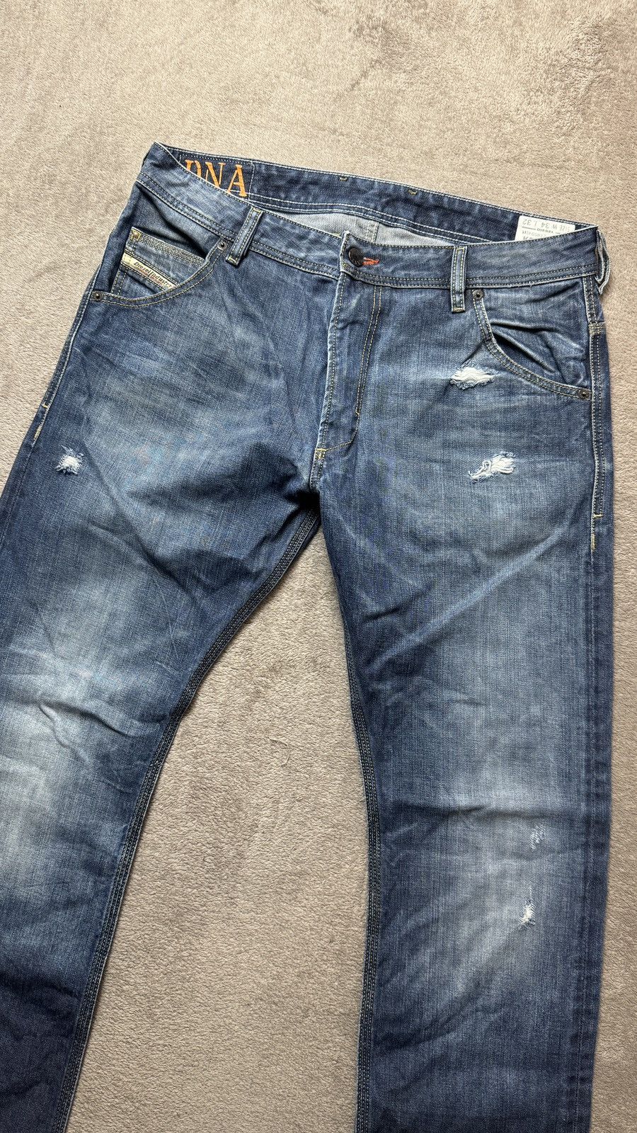 Japanese Brand Diesel Krooley Y2K Wash Faded Ripped Jeans LGB ifsixwasnine Size US 34 / EU 50 - 2 Thumbnail