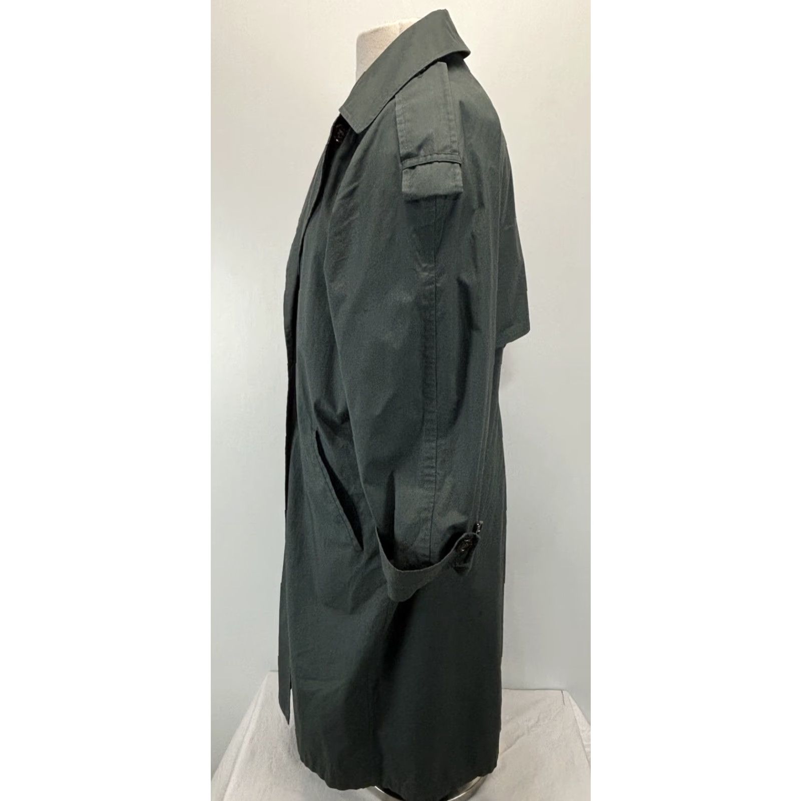 Anne Klein VINTAGE Anne Klein II Rainwear Trench Coat Women’s Petite Size 6P Green Long Sleeve Cotton Beltless 90s Classic Size M / US 6-8 / IT 42-44 - 2 Thumbnail