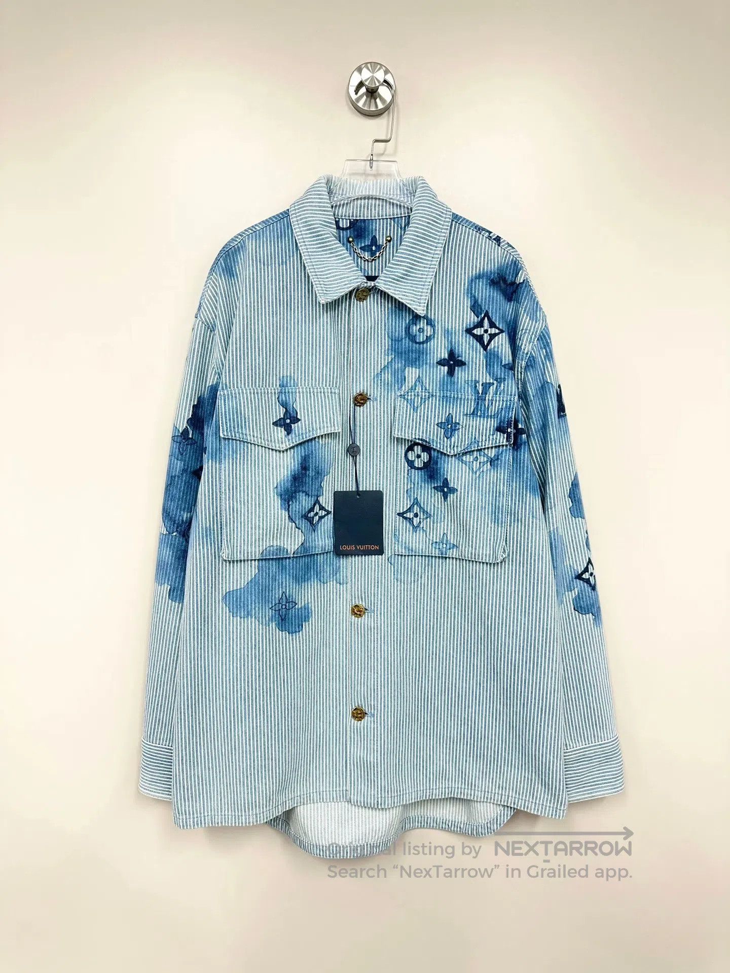 Louis Vuitton Louis Vuitton Blue watercolor striped print long sleeve sh Size US M / EU 48-50 / 2 - 1 Thumbnail