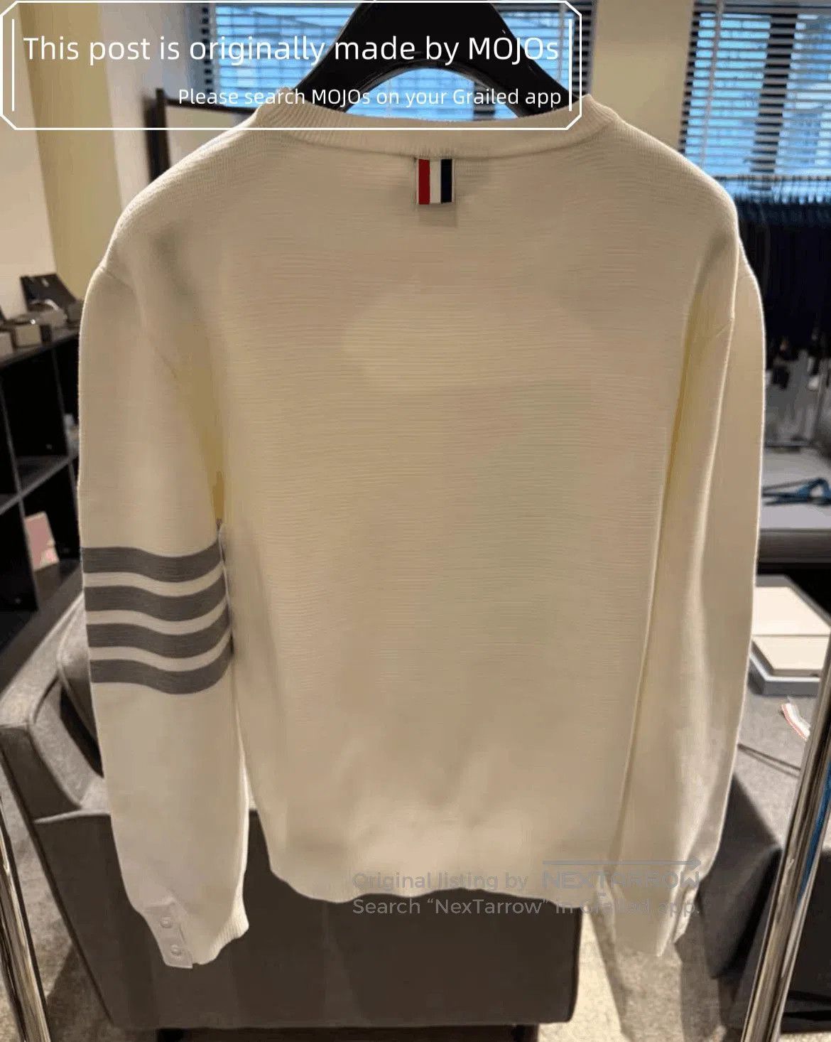 Thom Browne Sz 3 Thom Browne Gray Stripe White Knitwear. Size US L / EU 52-54 / 3 - 2 Thumbnail