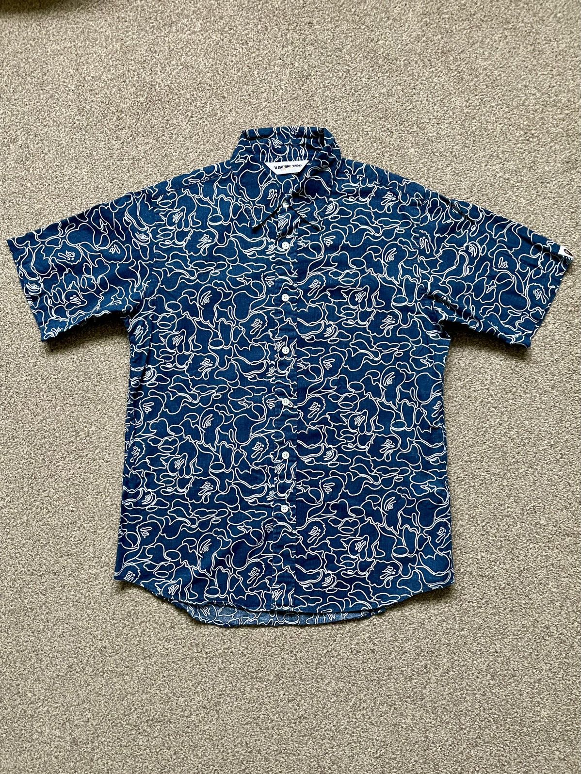 Bape BAPE linear ape head camo short sleeve shirt - navy - Size M Size US M / EU 48-50 / 2 - 1 Thumbnail