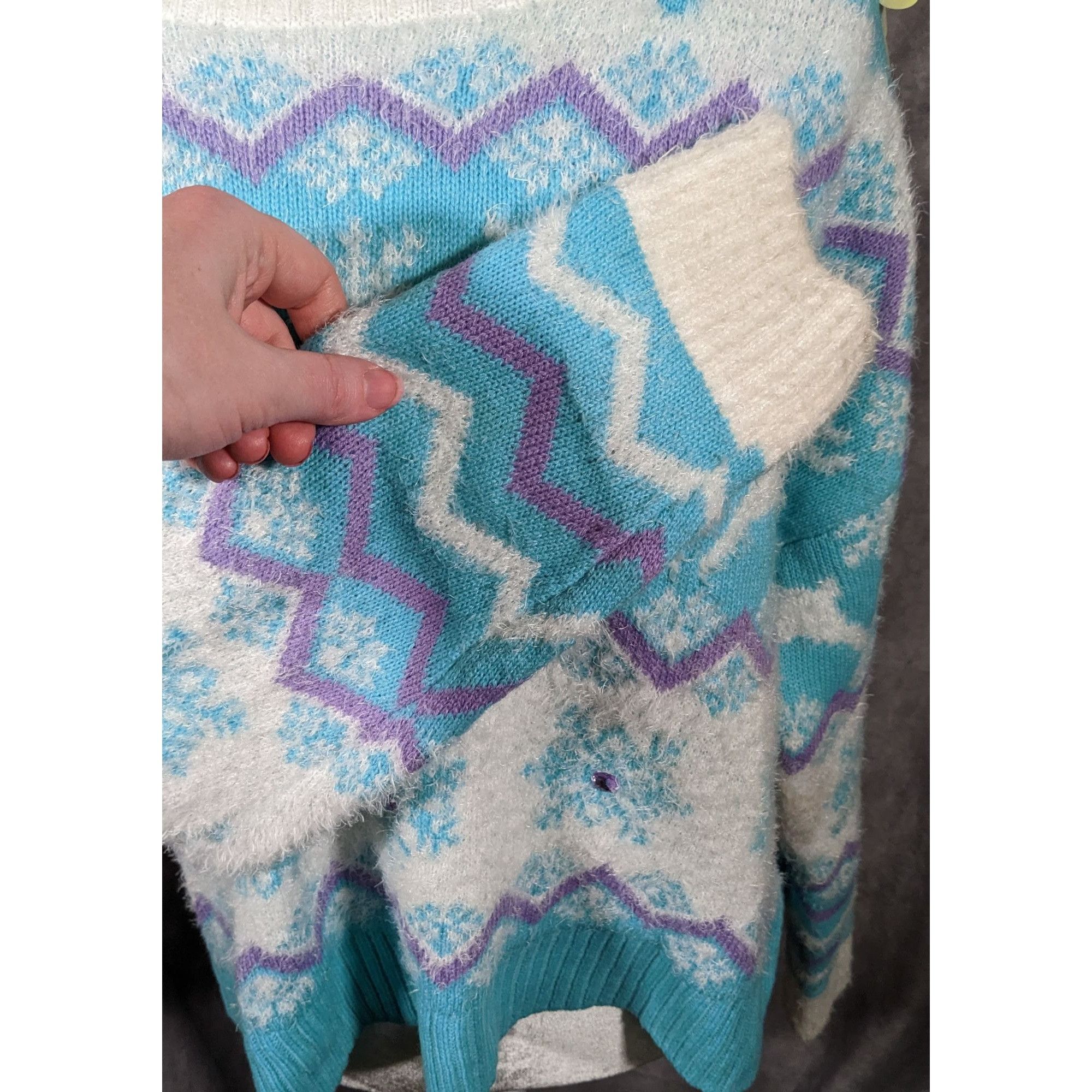 Other 33 Degrees Retro Sequin Reindeer Blue And White Holiday Swea Size XL / US 12-14 / IT 48-50 - 3 Thumbnail