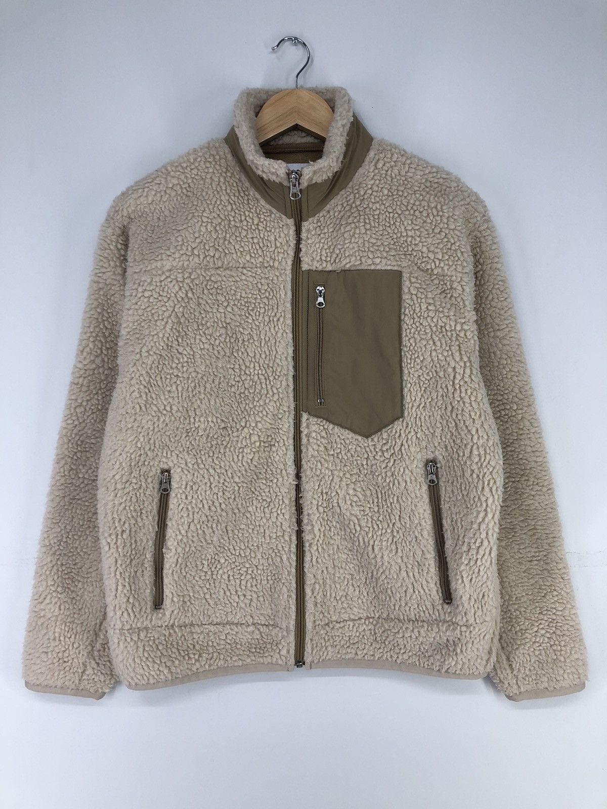 image of Archival Clothing Coen Deep Pile Fleece Jacket in Cream, Men's (Size Small)