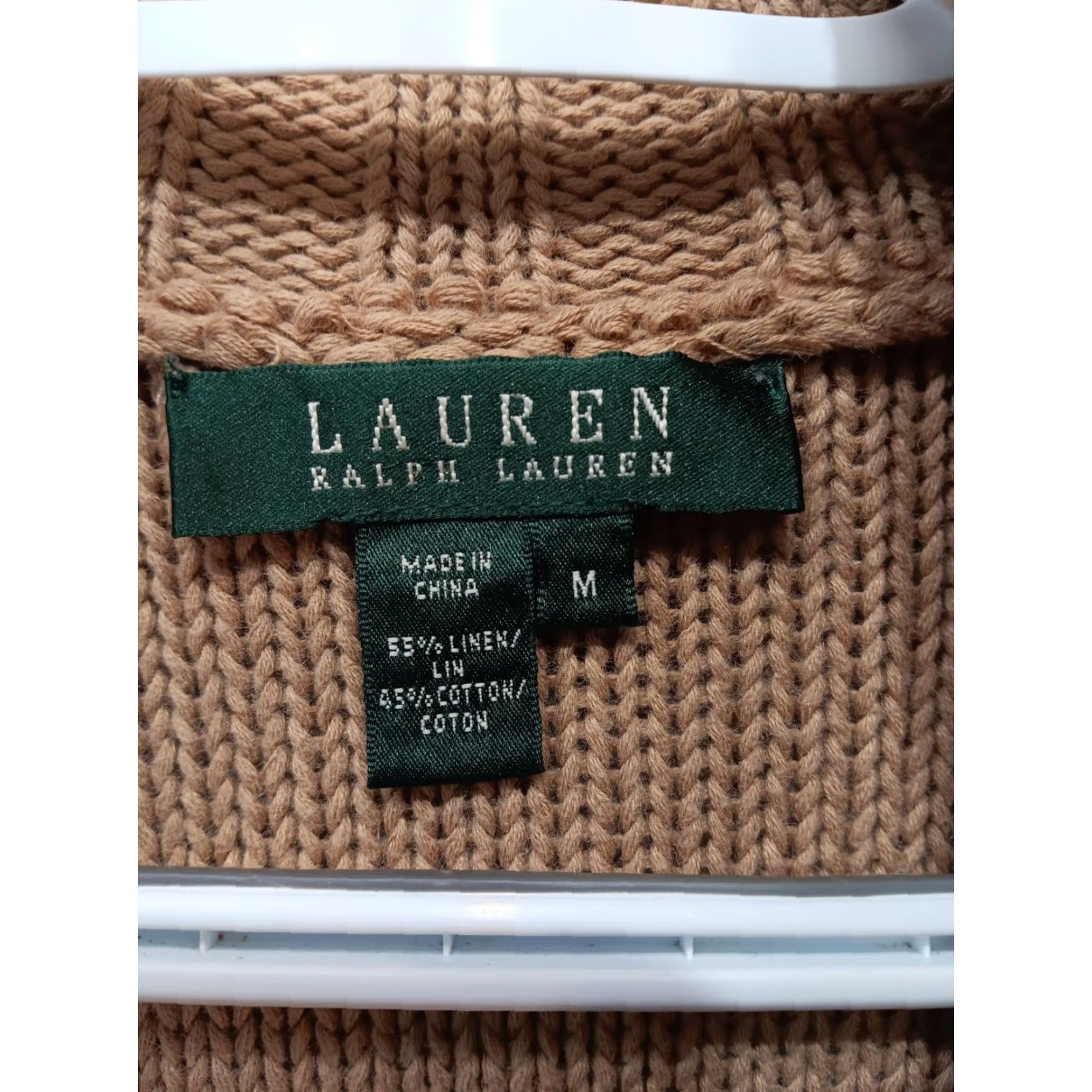 Ralph Lauren Lauren Ralph Lauren Cardigan Vest Women M Tan Linen Cotton Buckle Open Shawl Collar 90s Y2K Classic Lightweight Knit Size M / US 6-8 / IT 42-44 - 3 Thumbnail