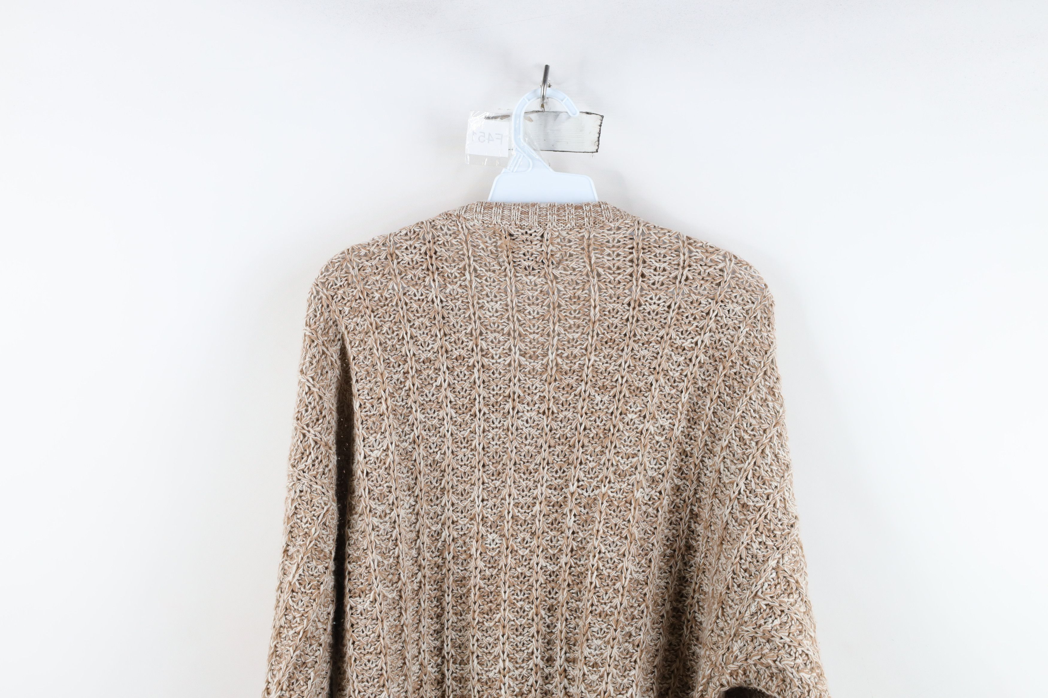 Vintage Vintage 90s Streetwear Ribbed Knit Crewneck Sweater Beige Size US XL / EU 56 / 4 - 8 Thumbnail