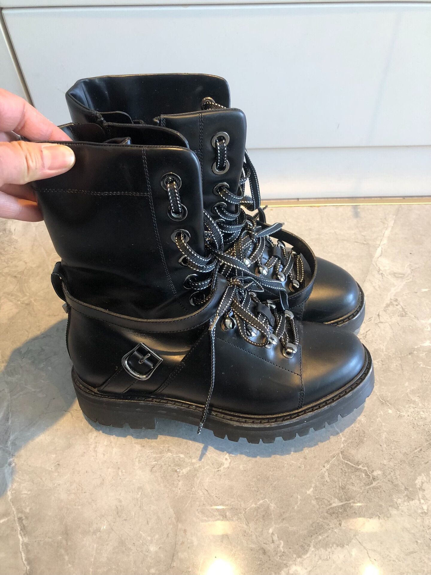 Valentino Valentino Black High-Top Martin Boots Size US 5 / IT 35 - 1 Thumbnail