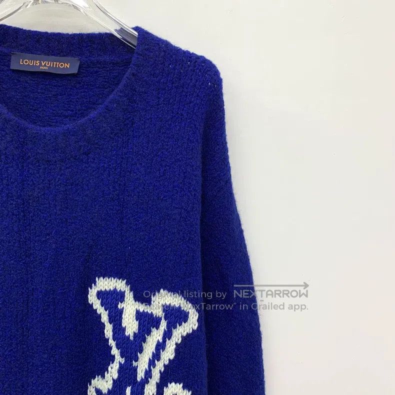 Louis Vuitton Louis Vuitton Dark blue logo intarsia wool crewneck long-s Size US XL / EU 56 / 4 - 3 Thumbnail