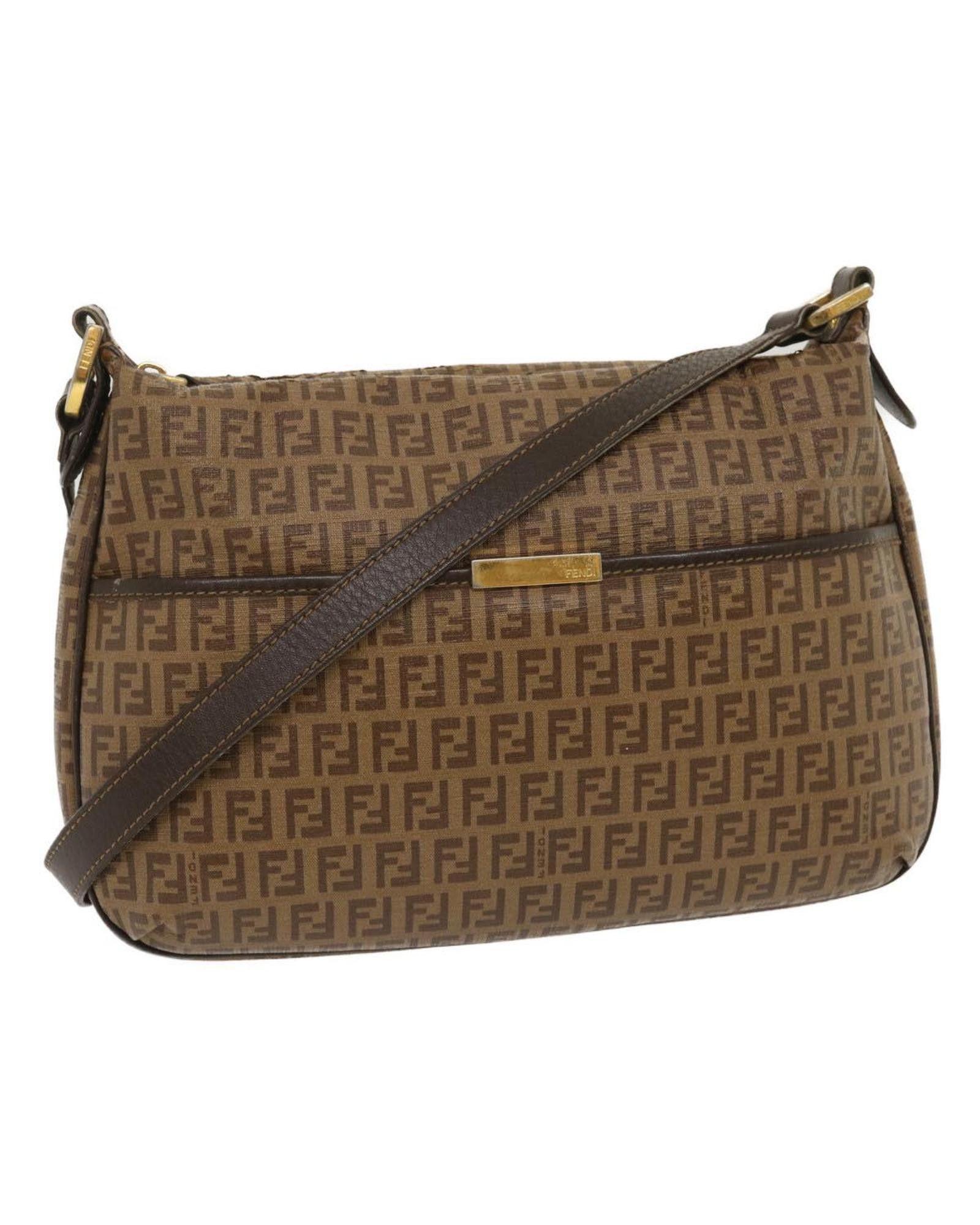 image of Fendi Epi Leather Pouch Shoulder Bag in Brown, Women's