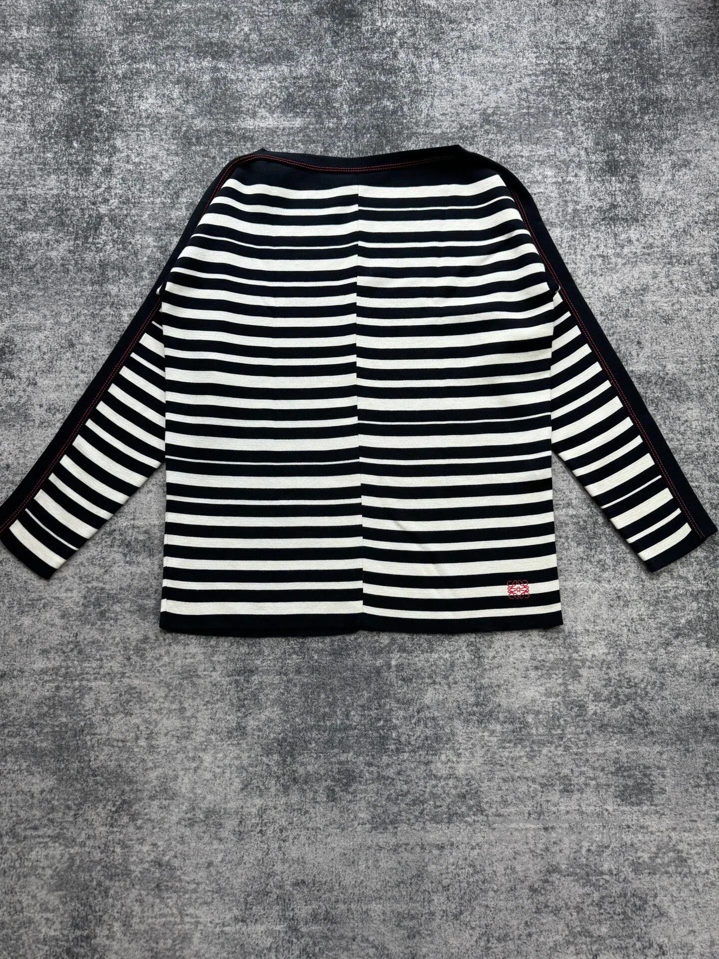 Loewe Loewe Striped Embroidered Logo Off-Shoulder Knit Top| Size US M / EU 48-50 / 2 - 1 Thumbnail