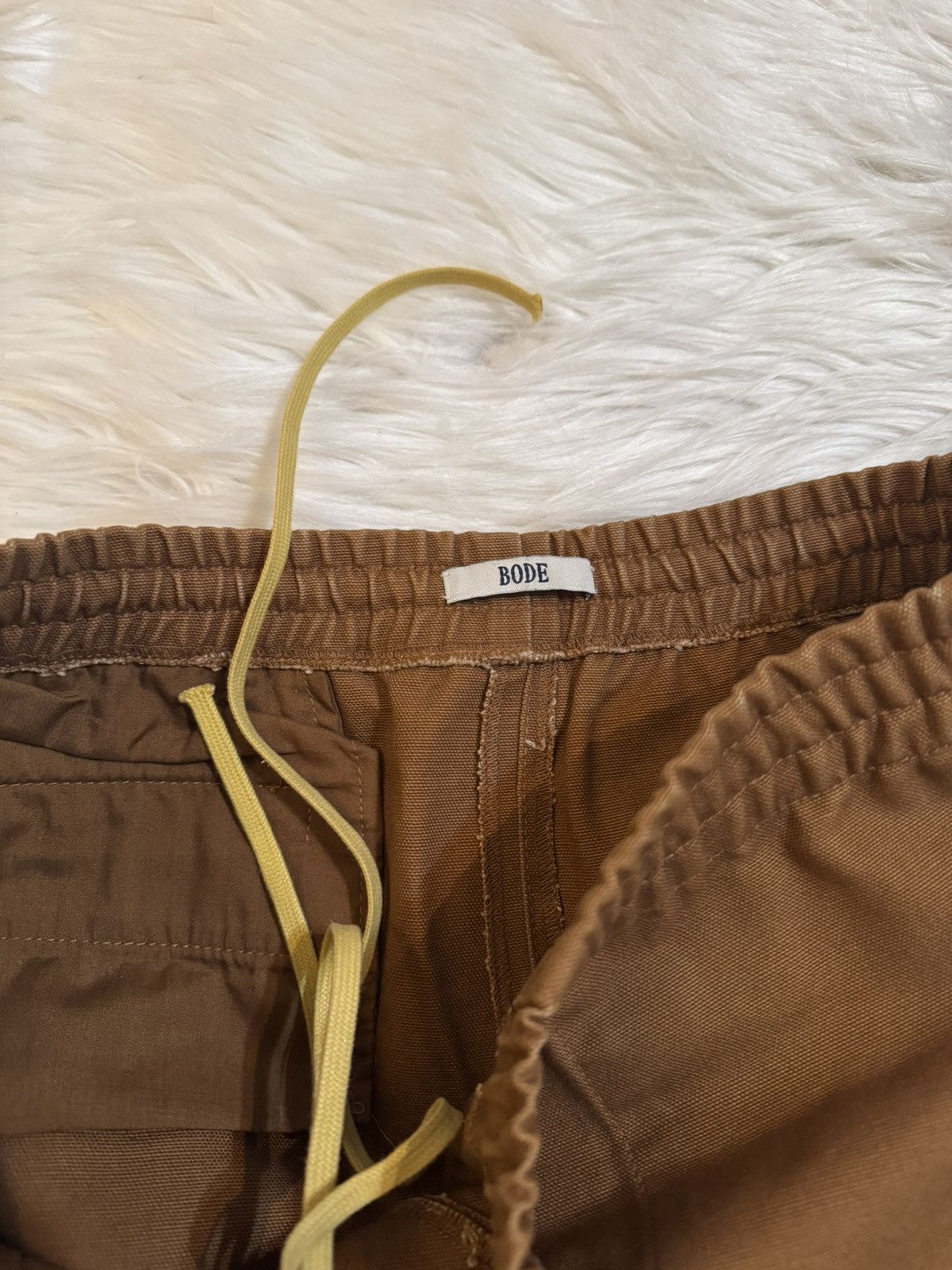 Bode Bode Checkerboard Logo Rugby Shorts Brown Size US 34 / EU 50 - 4 Thumbnail