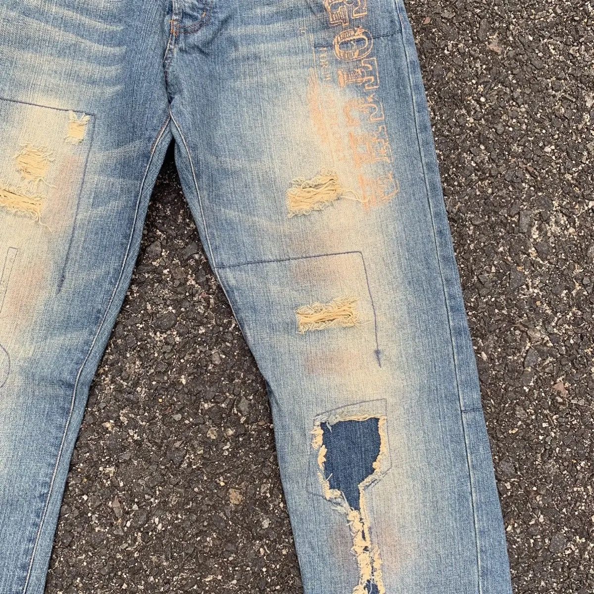 Gotcha Vintage Gotcha Jeans Patchwork VERY RARE Rugged Denim Pants Size US 31 - 6 Thumbnail