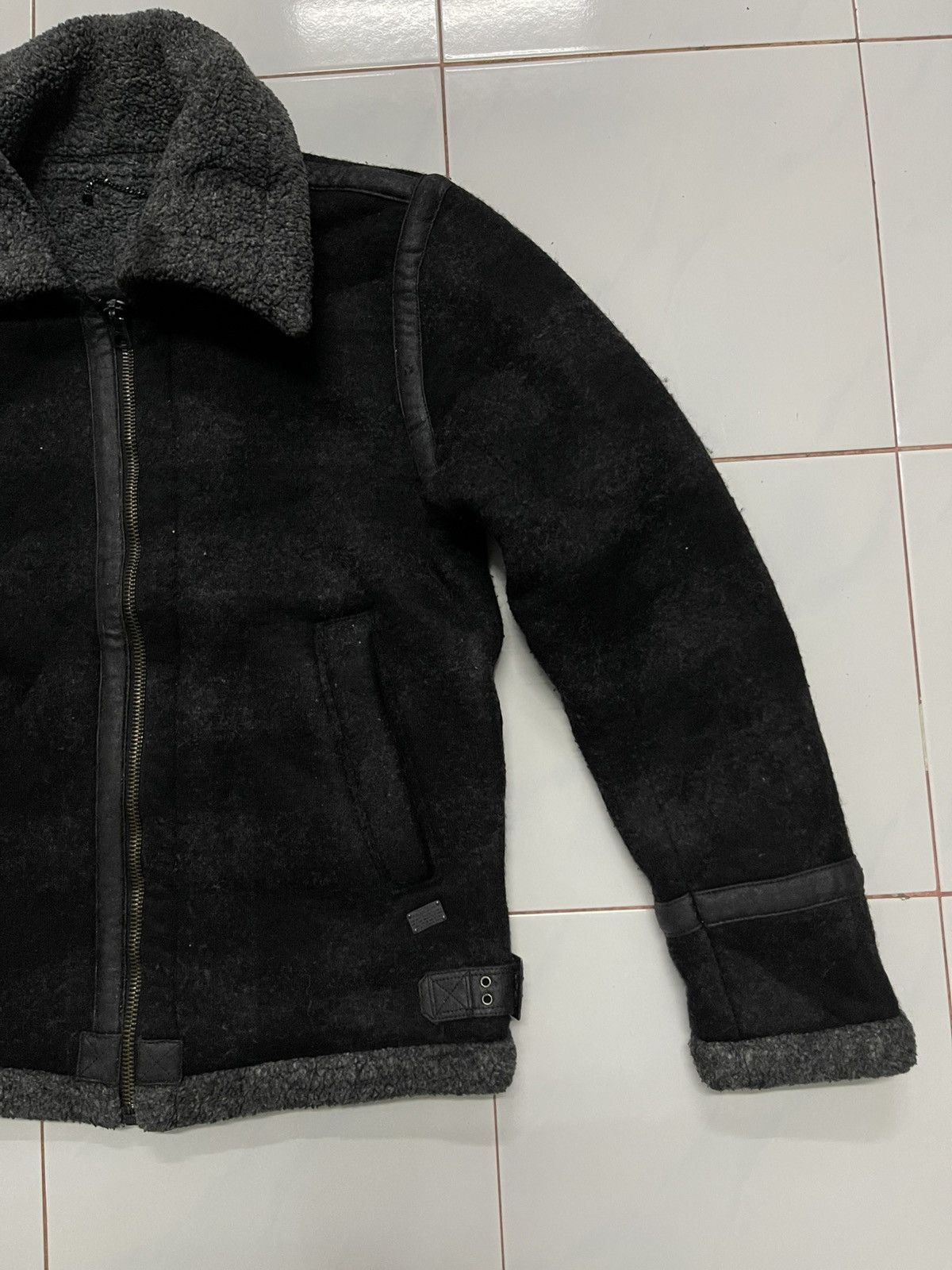 Diesel × Diesel Black Gold × Le Grande Bleu (L.G.B.) 2000s DIESEL TYPE N.78 WOOL FAUX FUR STRIPE SHERPA JACKET Size US M / EU 48-50 / 2 - 4 Thumbnail