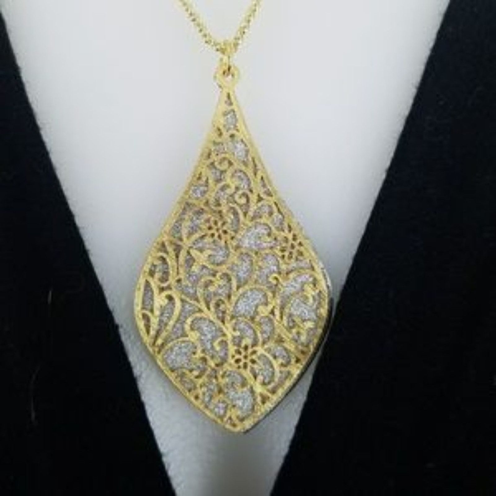 Other 18K Gold Plated Teardrop Glitter Pendant Necklace Size ONE SIZE - 3 Thumbnail