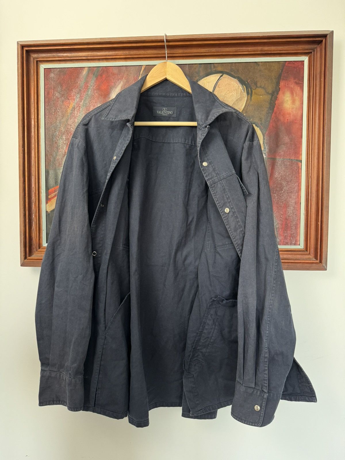 Valentino Vintage VALENTINO Jeans Overshirt Luxury Button Up Washed Size US L / EU 52-54 / 3 - 3 Thumbnail