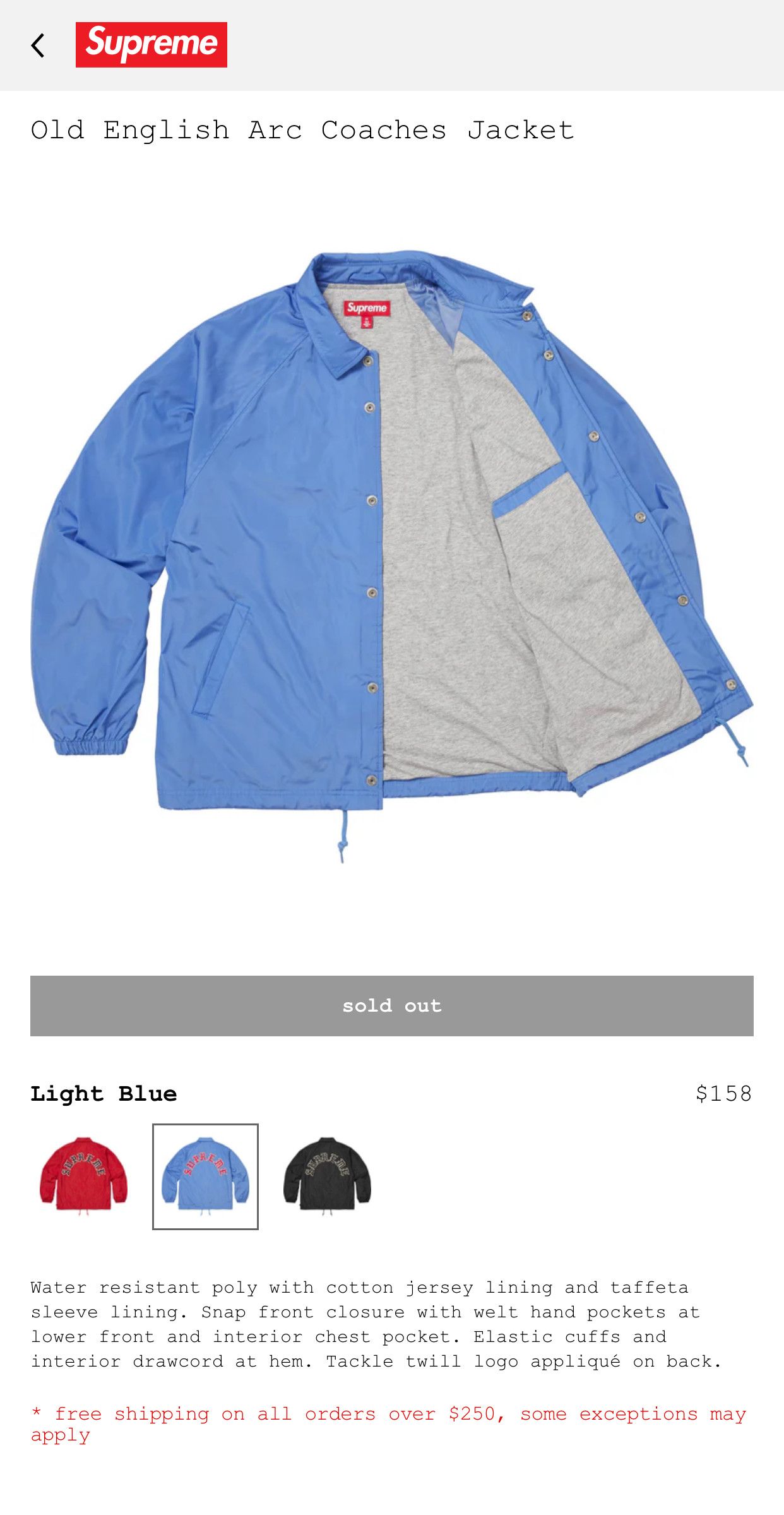 Supreme Supreme Old English Arc Coaches Jacket Size US M / EU 48-50 / 2 - 3 Thumbnail
