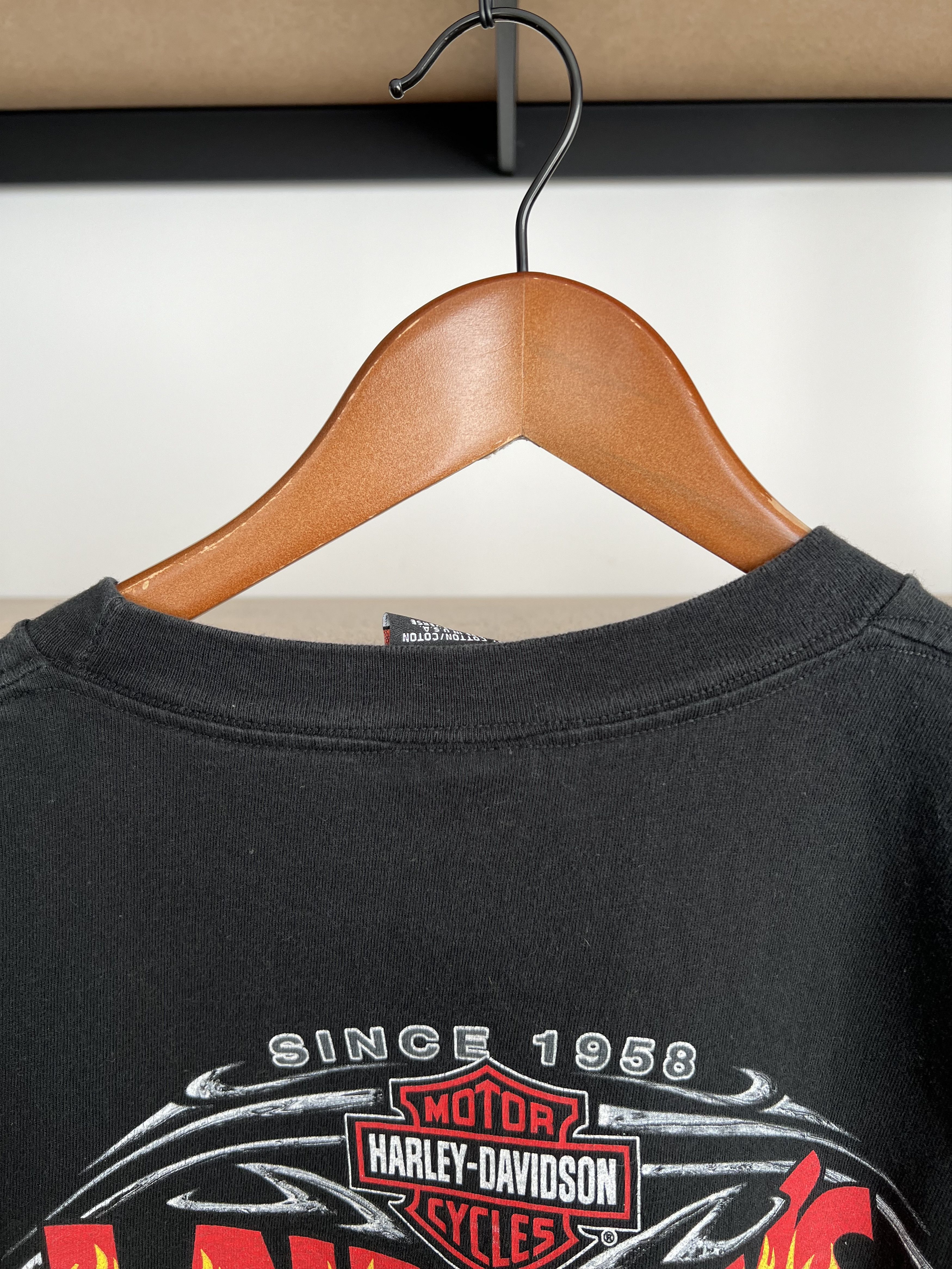 Harley Davidson Vintage 2000s Harley Davidson Eagle Skull Fire Flame T-shirt Size US L / EU 52-54 / 3 - 16 Thumbnail