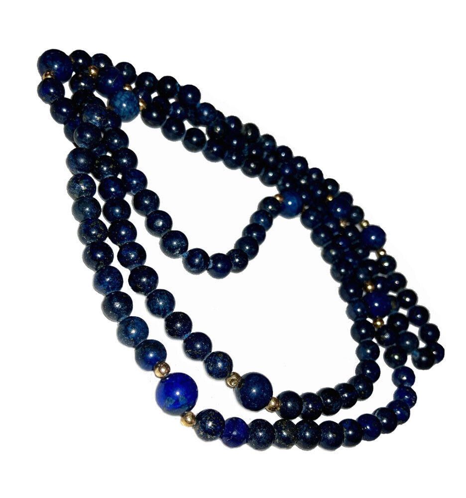 Designer 14KT Yellow Gold and Lapis Lazuli Bead Opera Length Necklace Size ONE SIZE - 2 Thumbnail