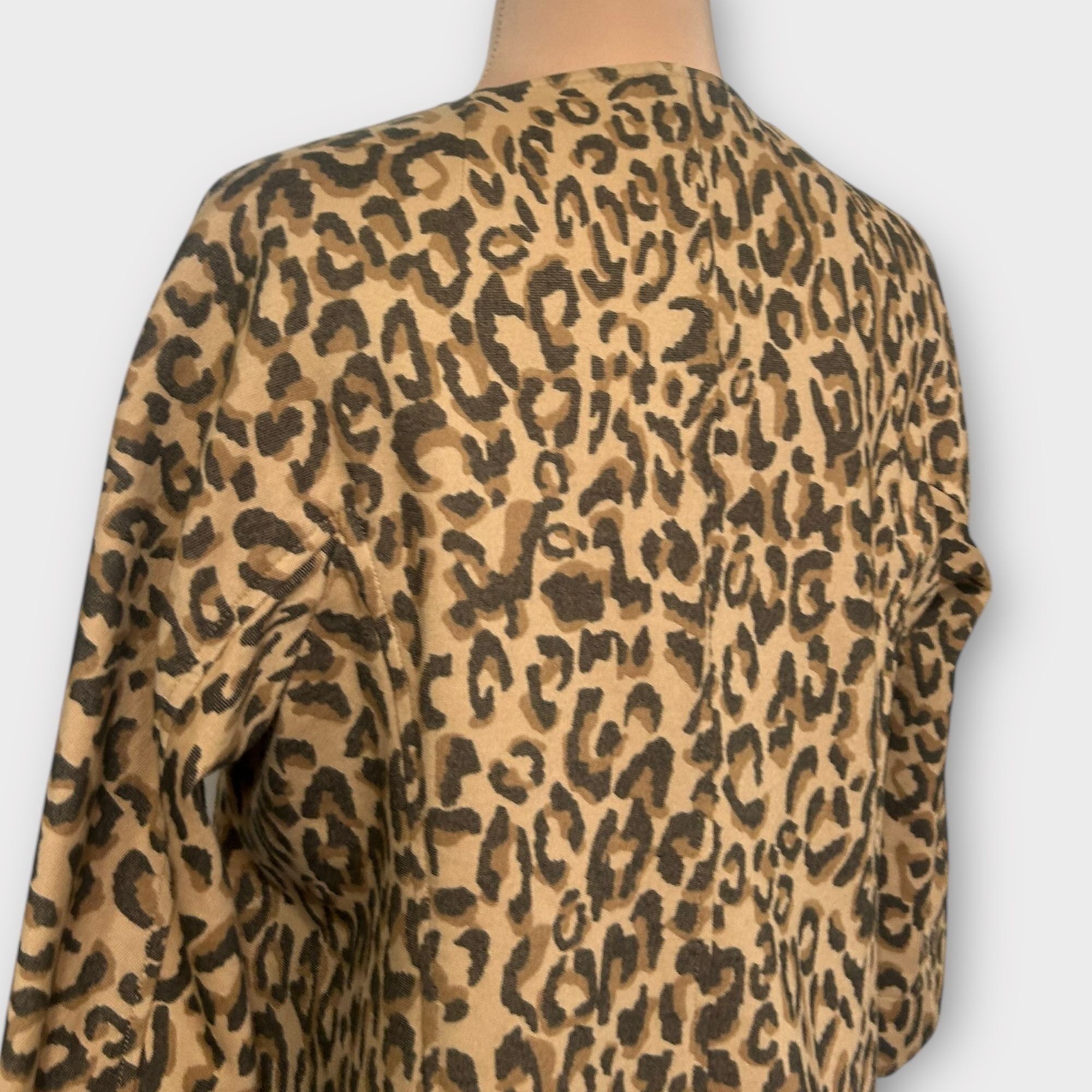 Anthropologie Leopard Coat Jacket Small Midi Twill 3/4 Sleeves Simple Coll Size S / US 4 / IT 40 - 9 Thumbnail