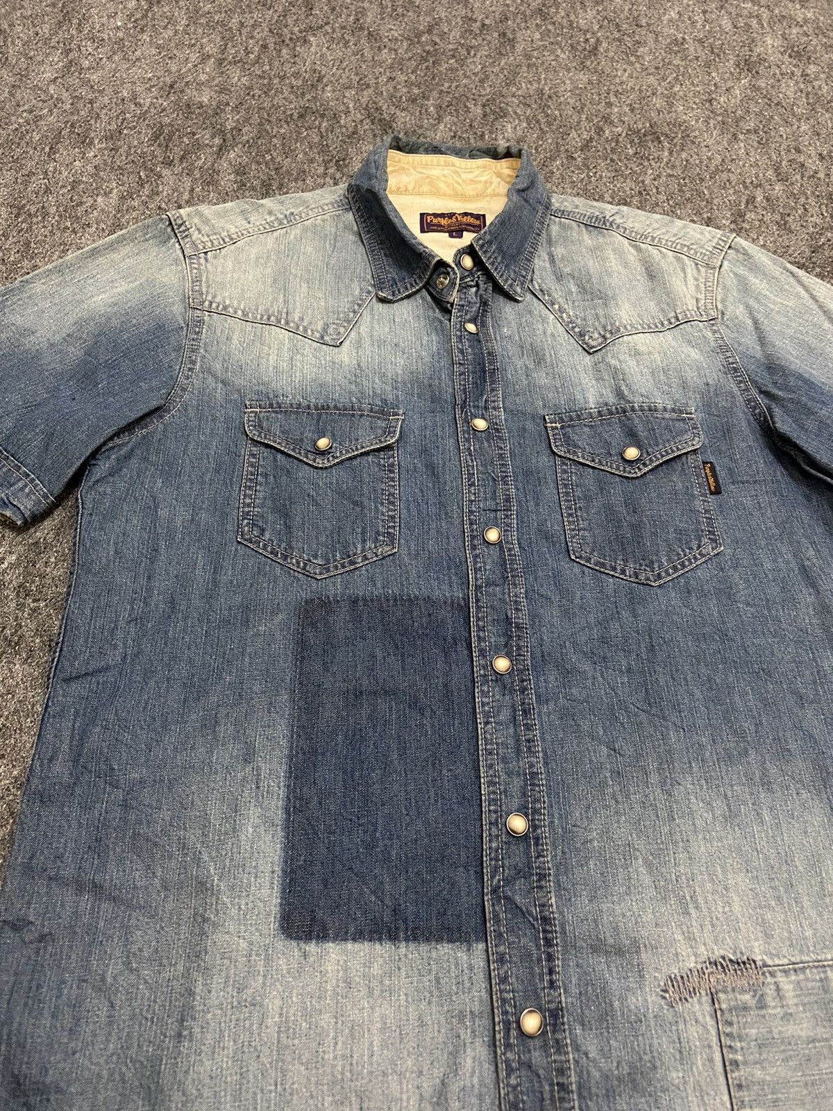 Japanese Brand × Vintage Vintage denim shirt purple & yellow like kapital Size US L / EU 52-54 / 3 - 2 Thumbnail