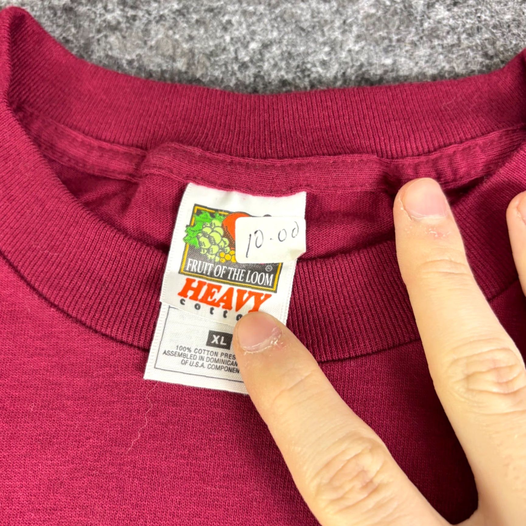 Fruit Of The Loom Fruit of the Loom Heavy Cotton T Shirt Rose Graphic Burgundy Men's XL Vintage Size US XL / EU 56 / 4 - 3 Thumbnail