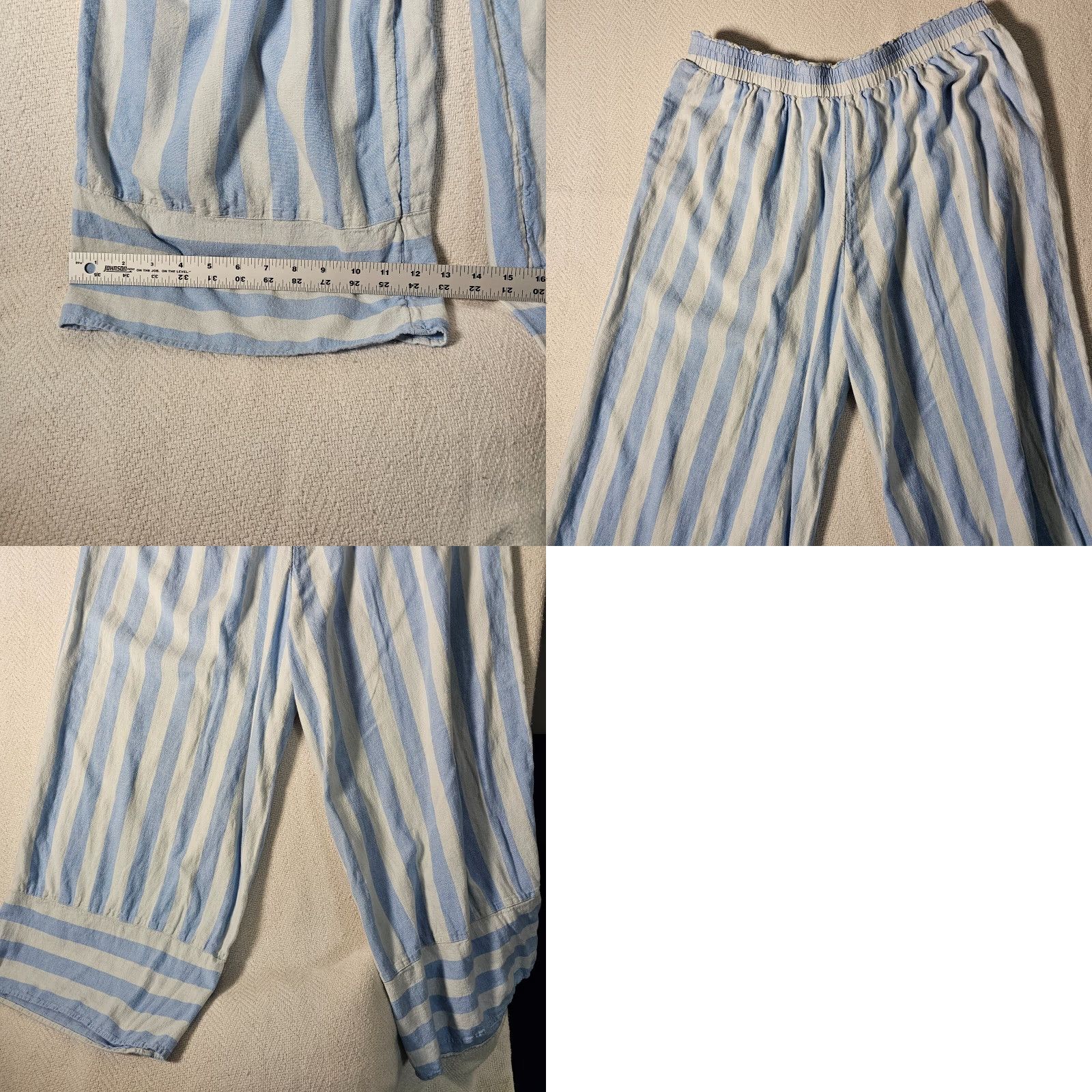 Vintage VINTAGE Lauren Conrad Women's Wide Leg Pants Casual Linen Blue 2XL Cropped Summer Size 40" / US 18 - 8 Thumbnail