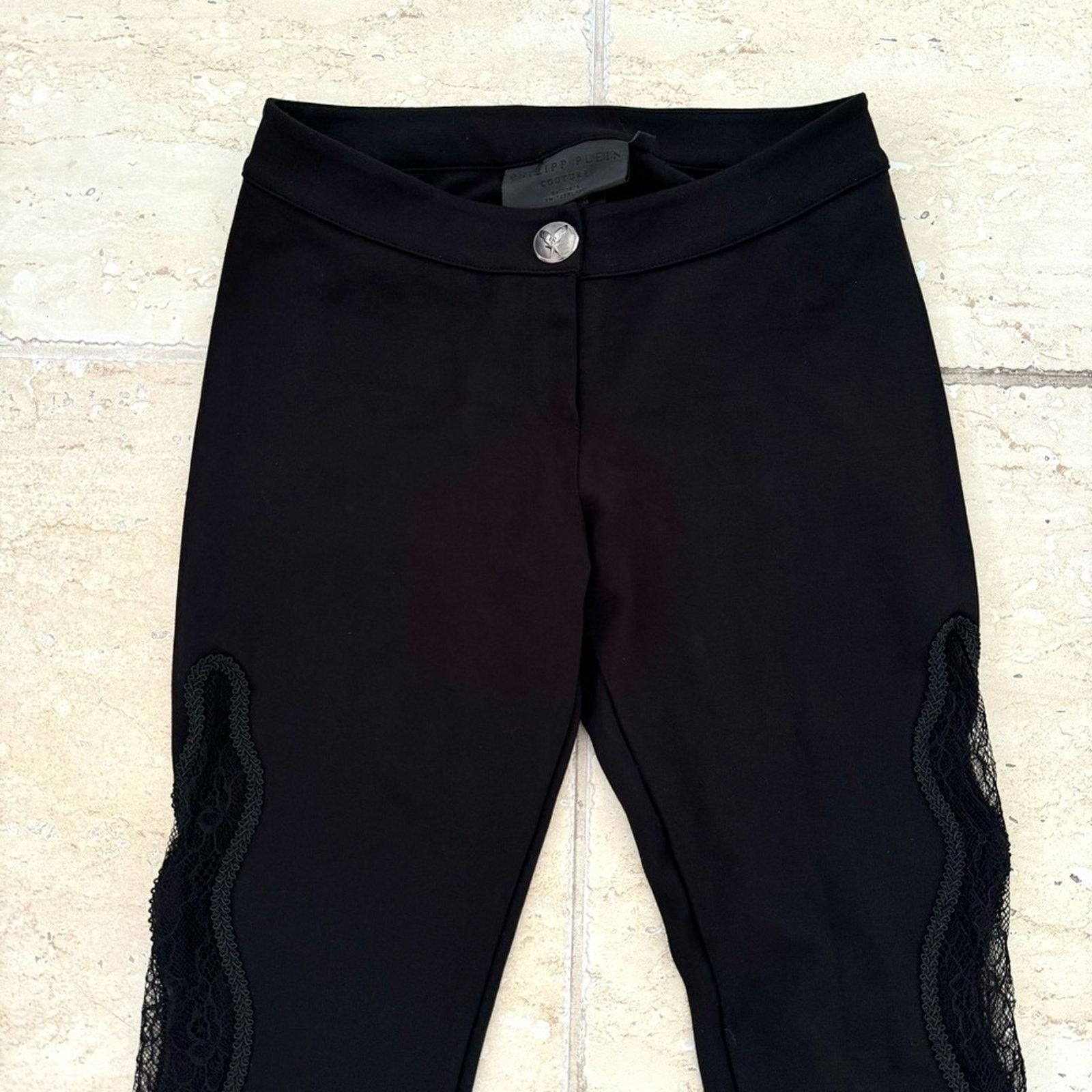 Philipp Plein PHILLIP PLEIN Black Leggings With Lace , Size XS, Authentic Size 25" / US 0 / IT 36 - 7 Thumbnail