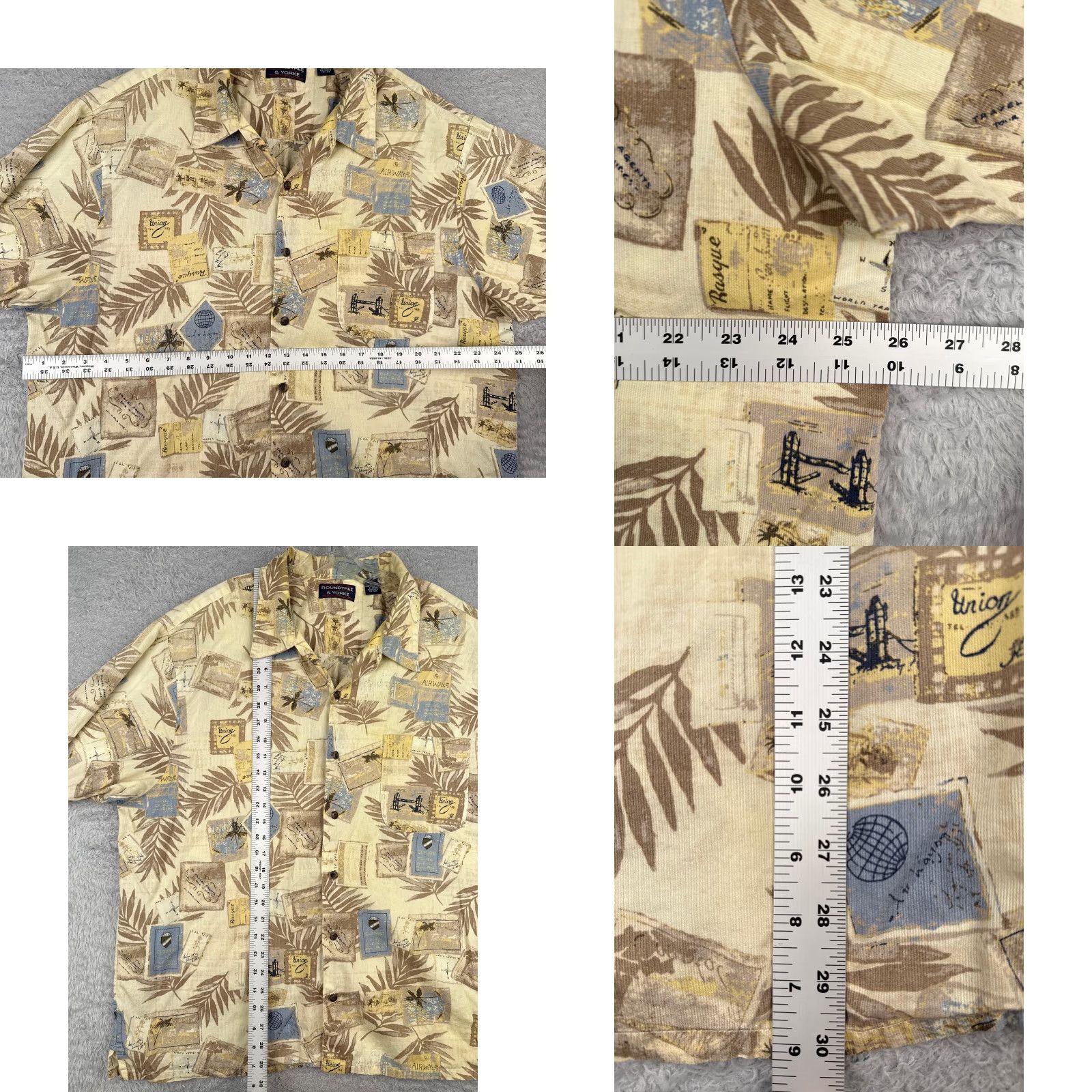 Roundtree & Yorke VINTAGE Roundtree & Yorke Shirt Men 2XL Yellow Hawaiian Cotton Floral Button-Up Short Sleeve Size US XXL / EU 58 / 5 - 8 Thumbnail
