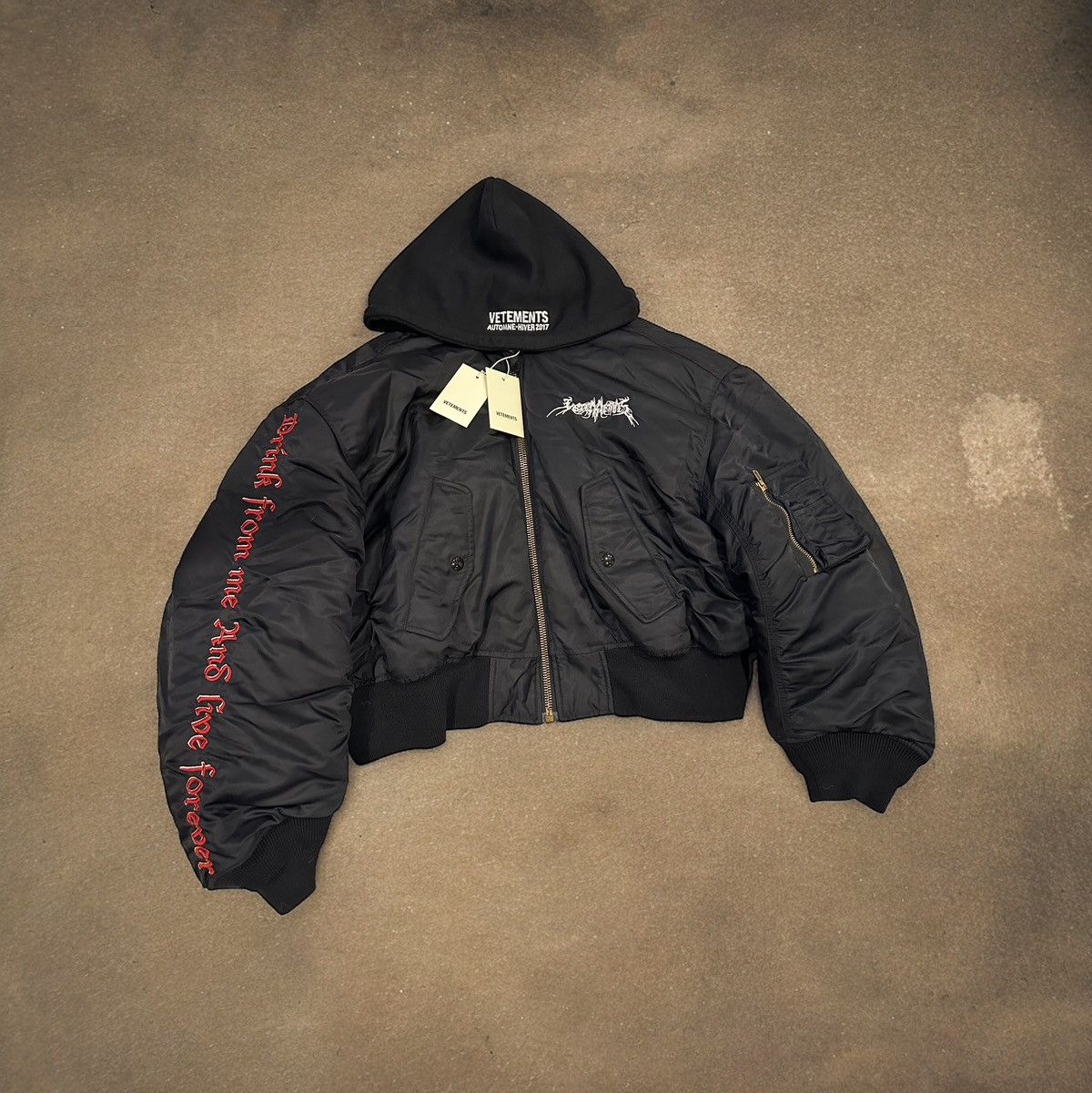 Pre-owned Vetements Total Fucking Darkness Bomber In Black