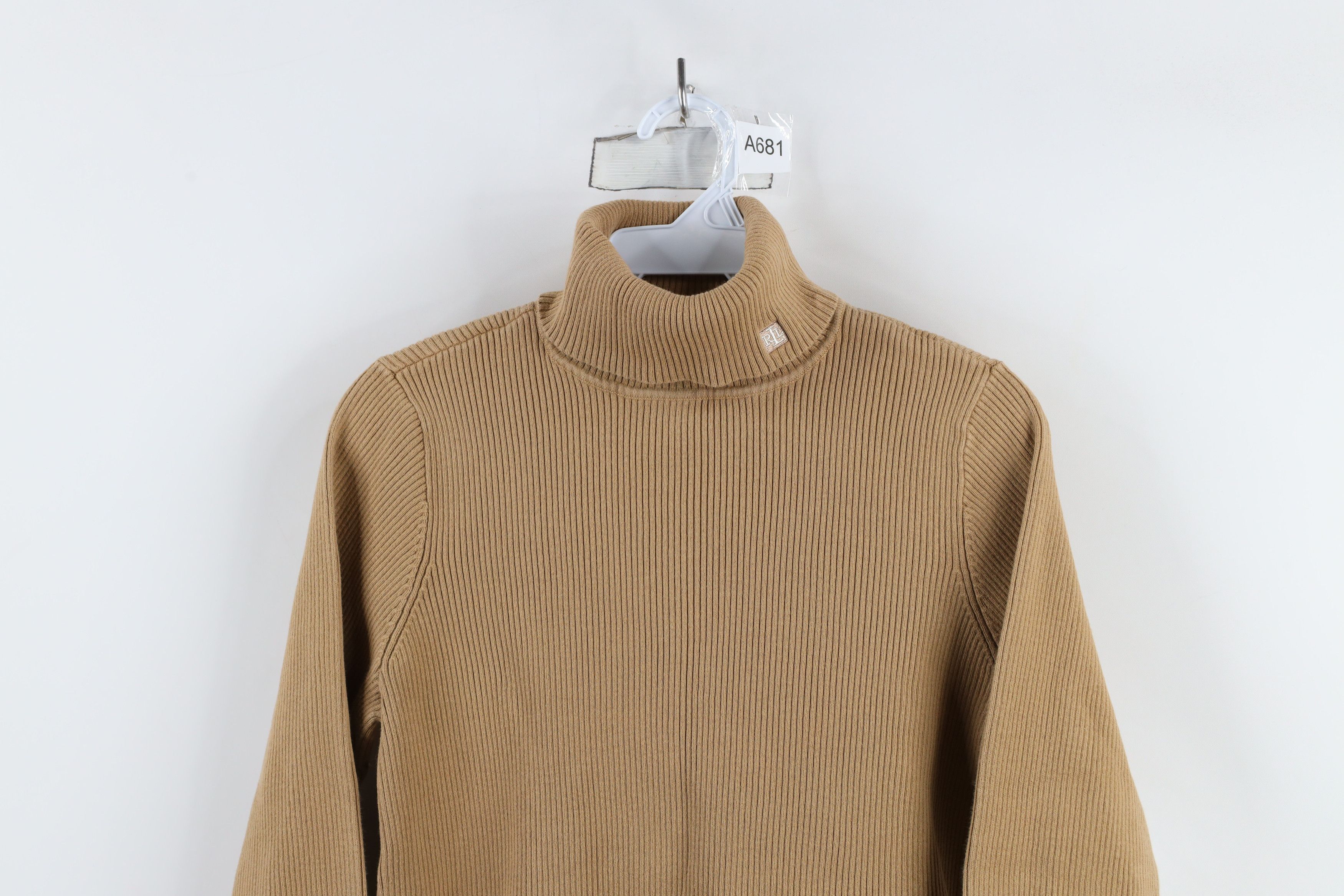 Ralph Lauren × Vintage Vintage 90s Ralph Lauren Ribbed Knit Turtleneck Sweater Size L / US 10 / IT 46 - 2 Thumbnail