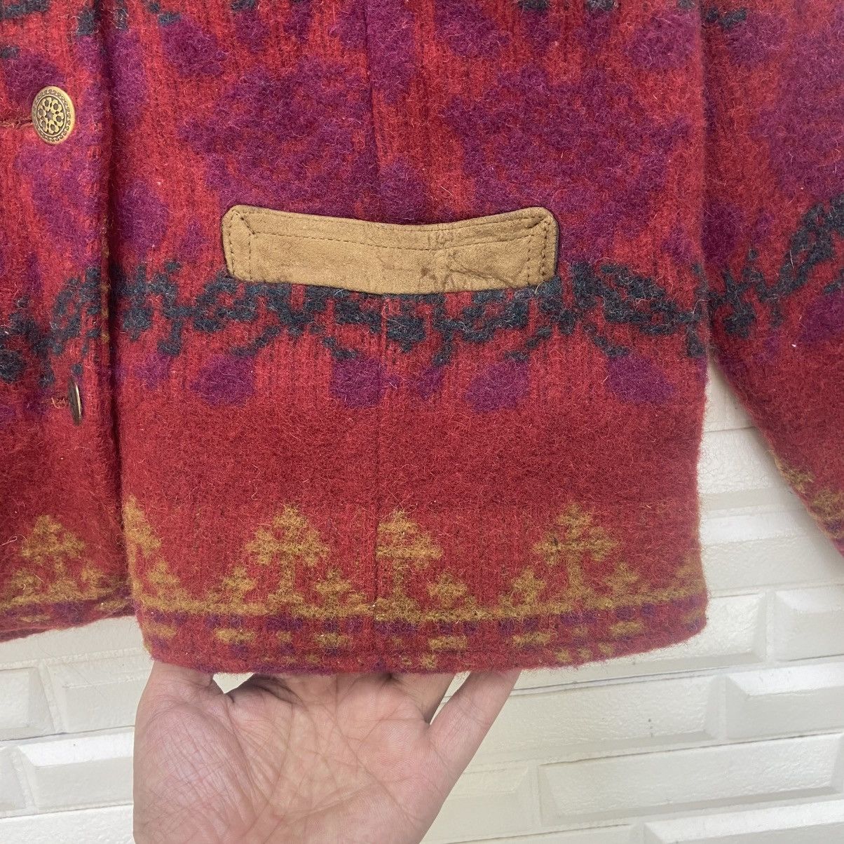 Woolrich Woolen Mills Vintage Woolrich Red Floral Native Wool Jacket Coat Size S / US 4 / IT 40 - 5 Thumbnail