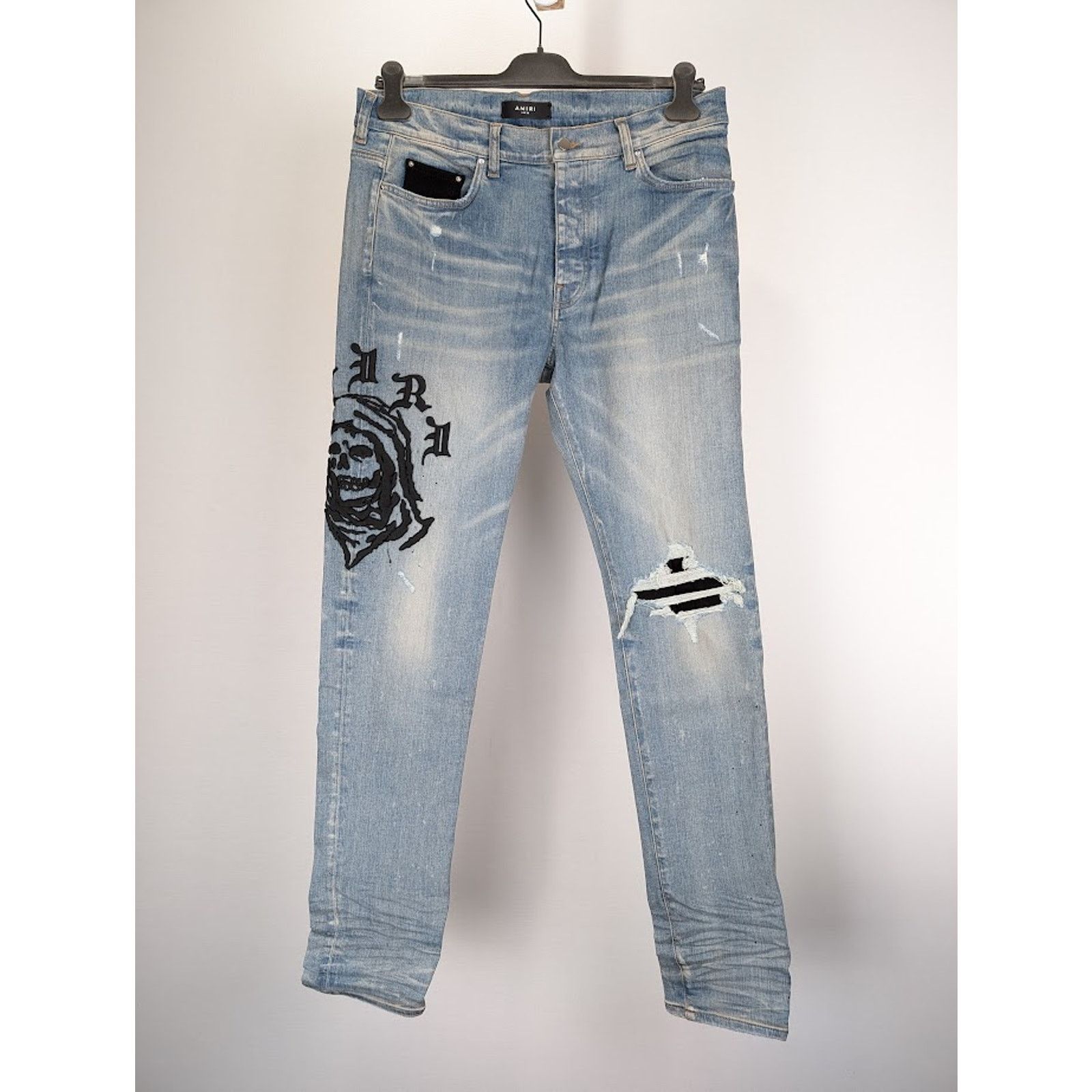 Amiri o1rshd1 Q:3 / Wes Lang Reaper Logo Jeans in Clay Indigo Size US 31 - 1 Thumbnail