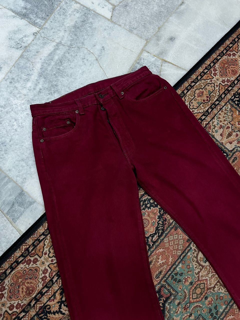 Levi's × Vintage Vintage 80’s Levis 501 Maroon Colour Size US 32 / EU 48 - 3 Thumbnail