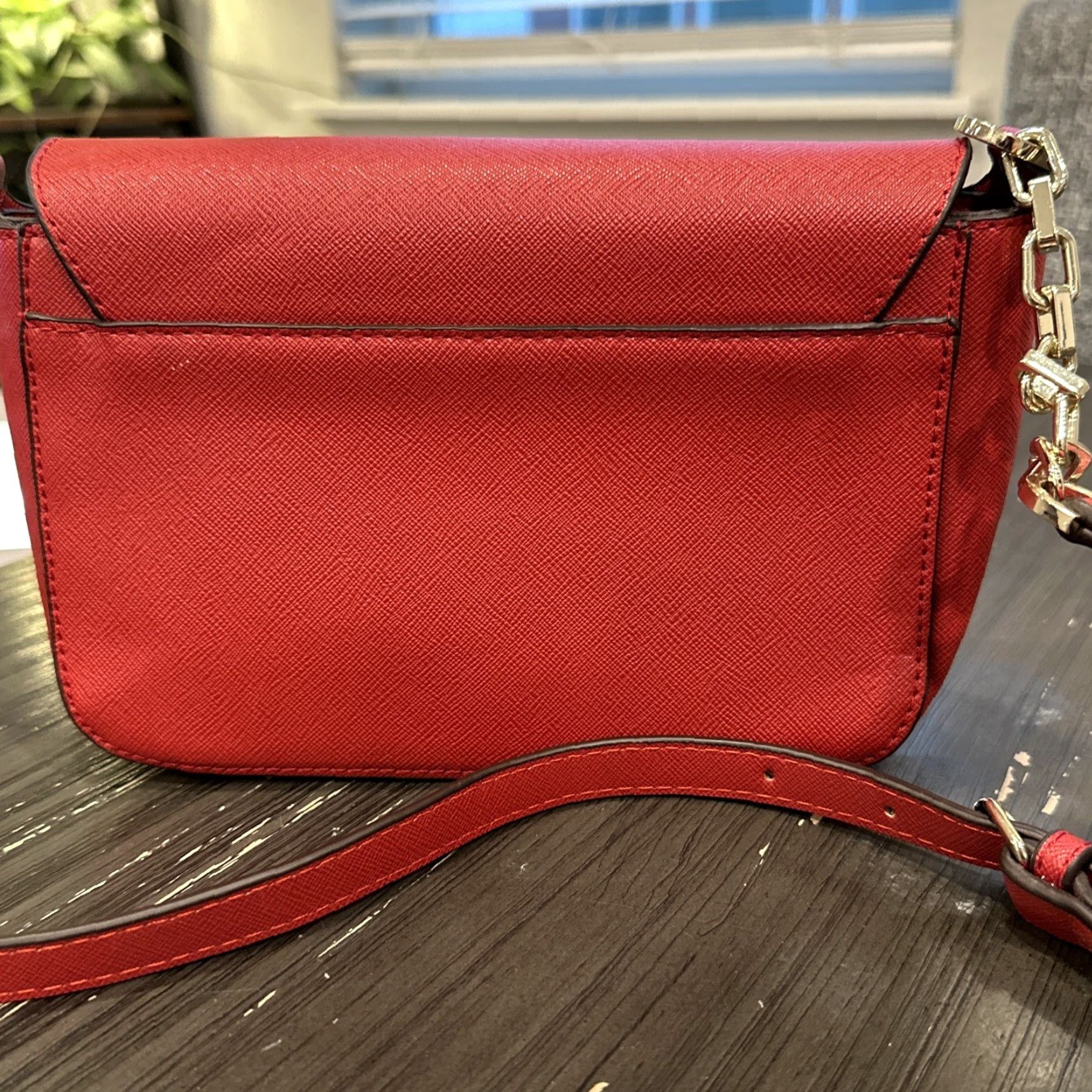 Michael Kors Michael Kors Ellis MD Flap Messenger Purse Crossbody Leather Mandarin Red Women Size ONE SIZE - 2 Thumbnail