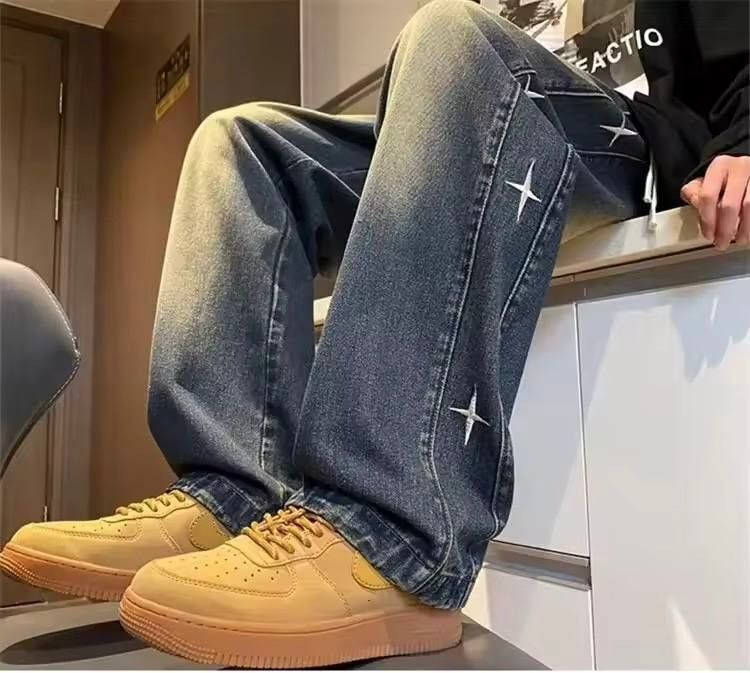 Japanese Brand × Vintage gradient jeans with embroidered stars. Size US 36 / EU 52 - 1 Thumbnail