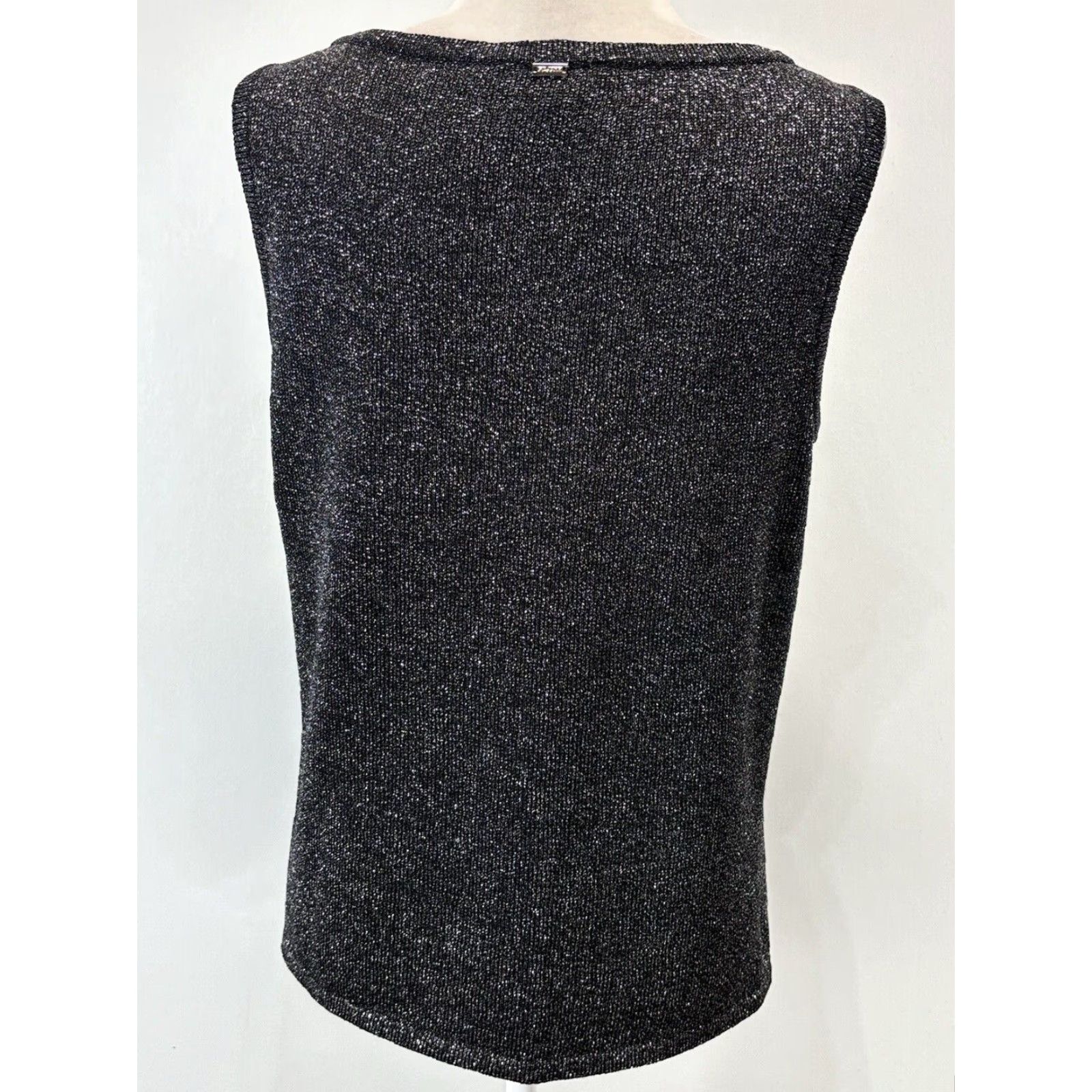 Vintage St. John Sport Metallic Sleeveless Sweater Adult Large Black/Silver Wool Blend Size L / US 10 / IT 46 - 3 Thumbnail