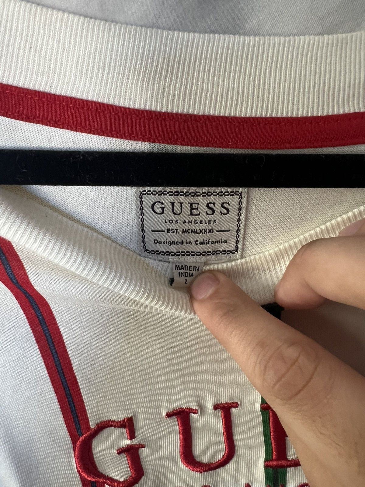 Guess Guess Los Angeles Long Sleeve Shirt White Vertical Striped Size US L / EU 52-54 / 3 - 4 Thumbnail