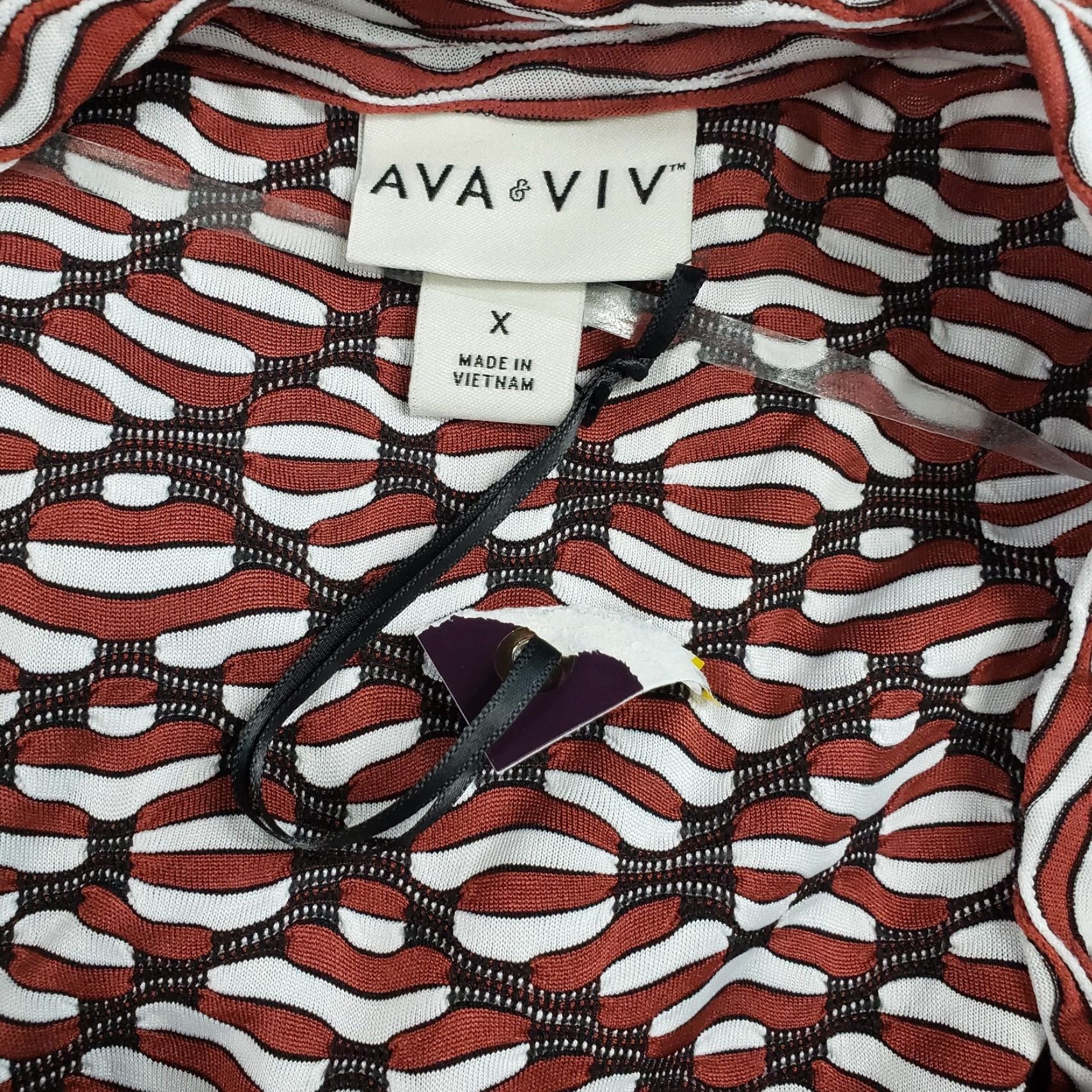 Vintage Ava & Viv Womens Jacquard Top Sz X White Burgundy Long Sleeve Blouse Shirt Womens X Plus Pullover Knit Basic Everyday Wear Size XL / US 12-14 / IT 48-50 - 6 Thumbnail