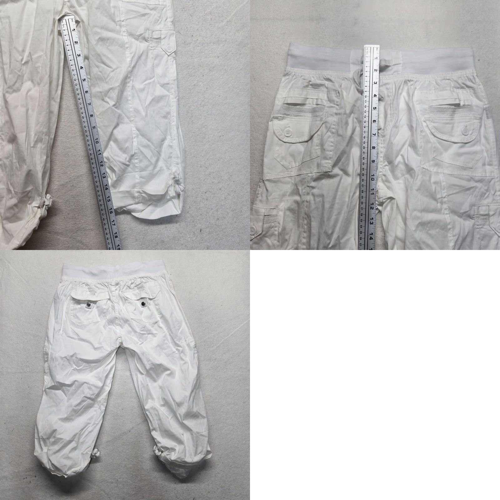 Vintage Audrey Lane Capri Pants White Women's L Large Nylon Pull-On Elastic Waist Capri - Solid, Lightweight, Casual Pants Size 36" / US 14 / IT 50 - 8 Thumbnail