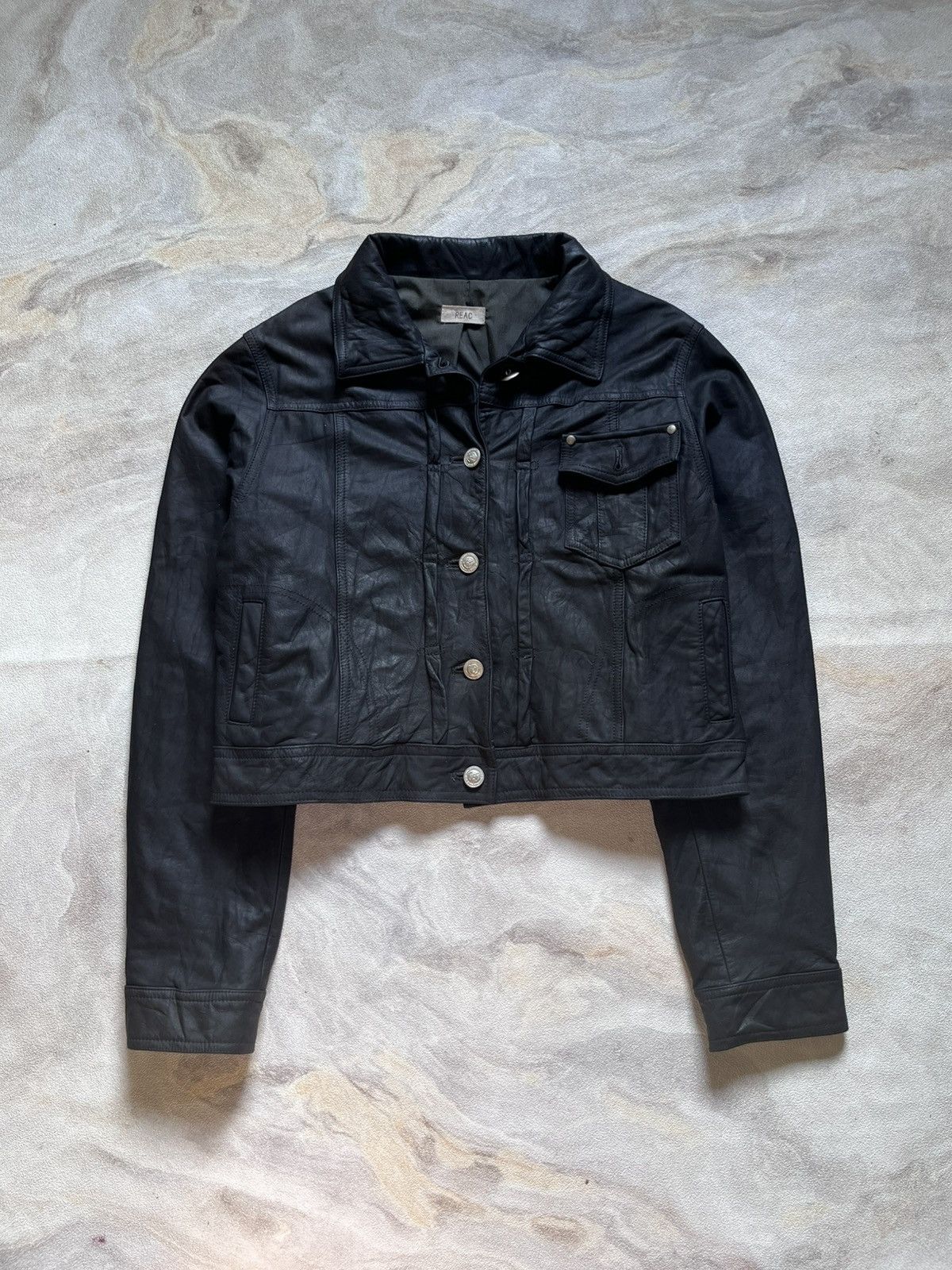 Japanese Brand Type 1 Cropped Leather Jacket By REAC Size XS / US 0-2 / IT 36-38 - 1 Thumbnail