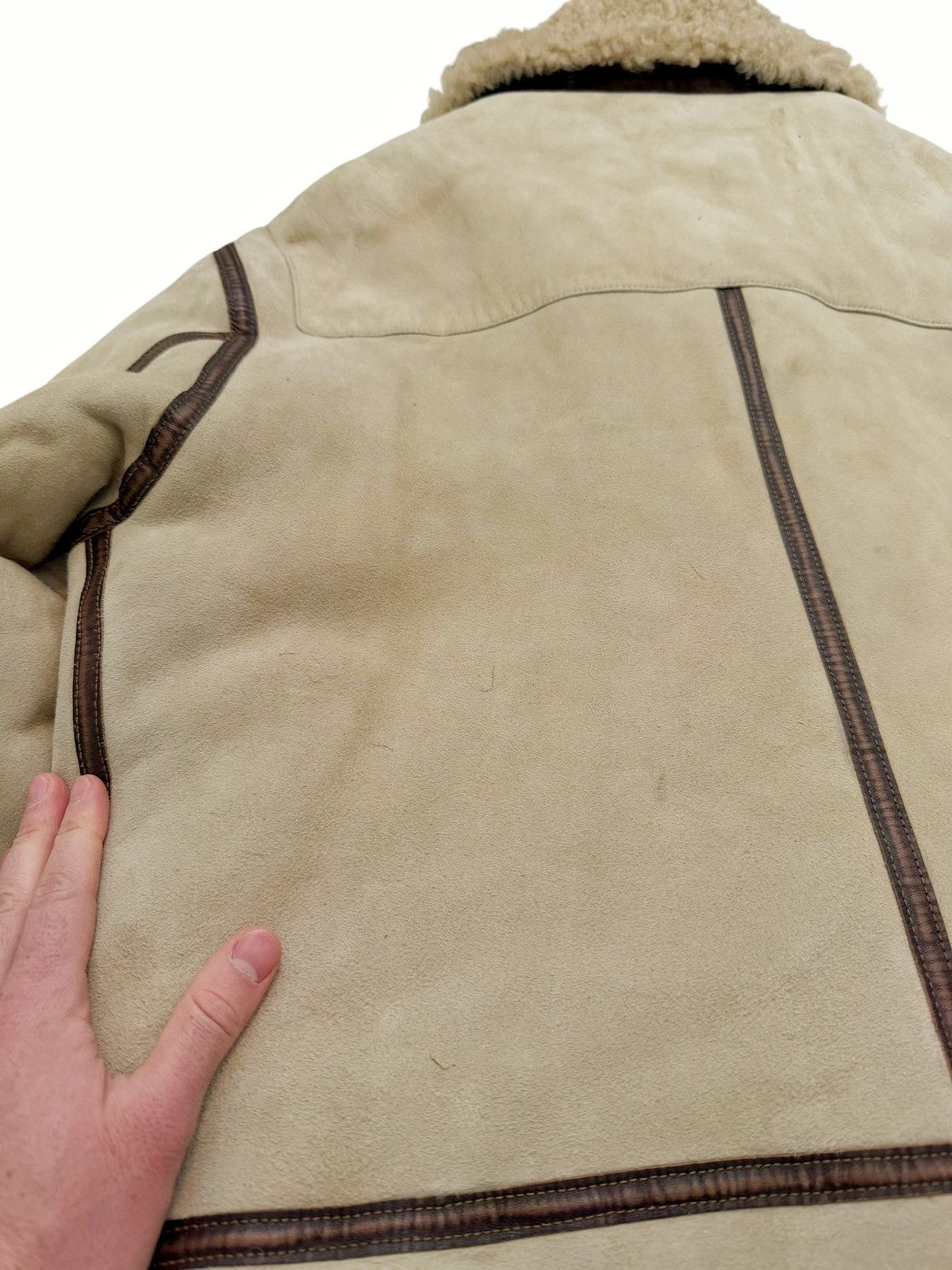 Polo Ralph Lauren Sample Shearling Leather Duffle Flight Coat Size US M / EU 48-50 / 2 - 12 Thumbnail