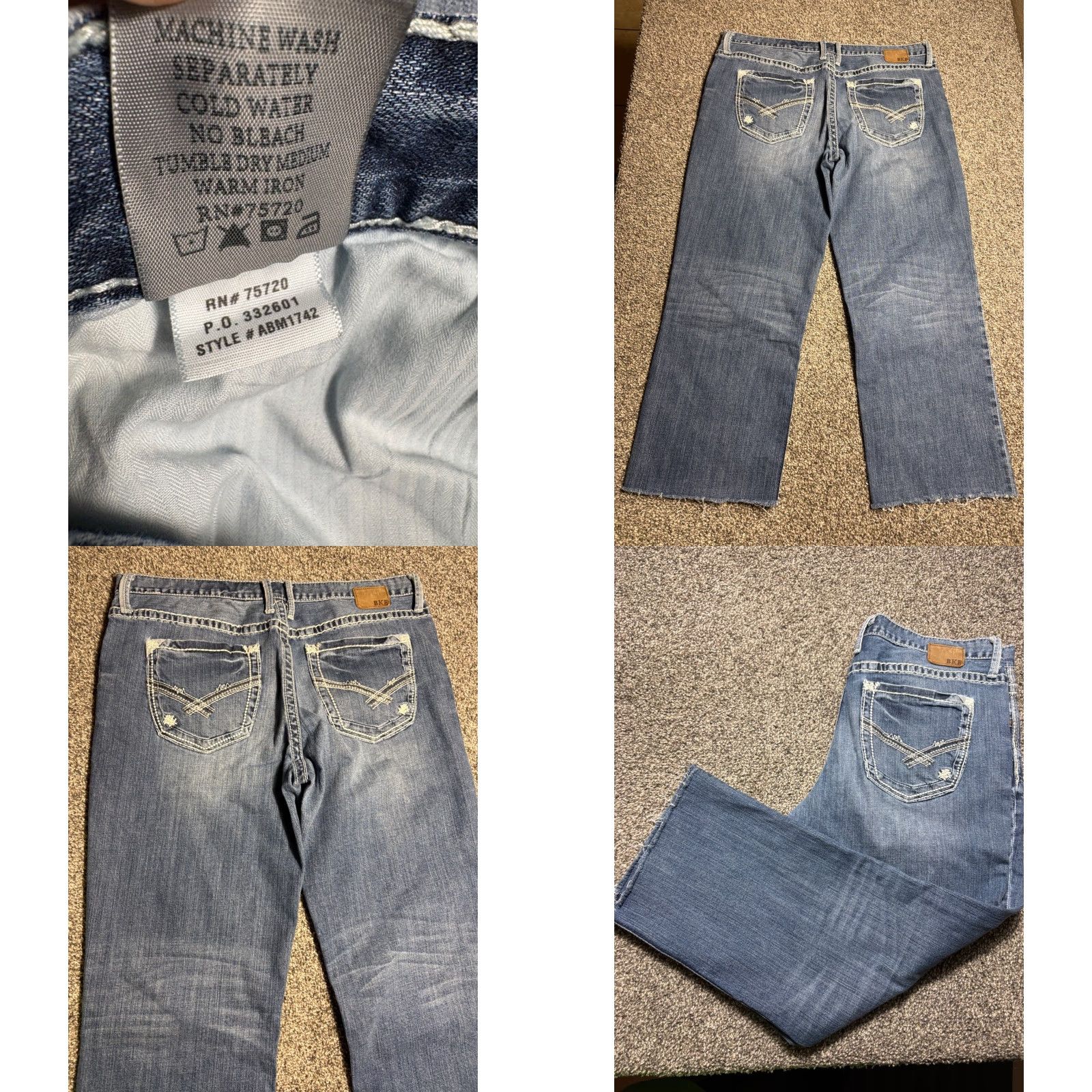 Vintage BKE Denim Seth Jeans Mens 38XXL Blue Faded Cut Off Straight Leg Cotton Stretch Denim Jeans Size US 38 / EU 54 - 9 Thumbnail